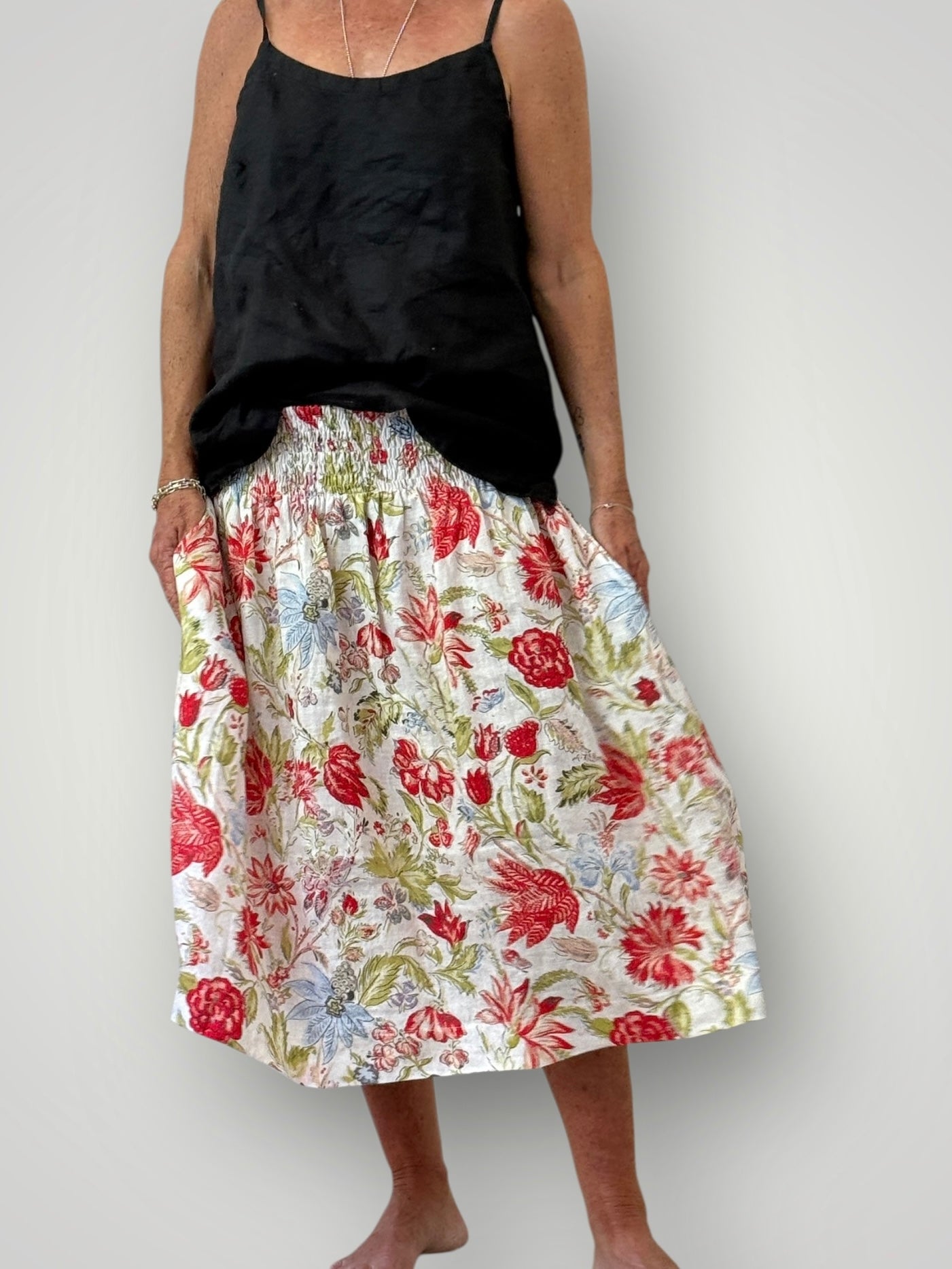 lola skirt - summer flower linen Apparel