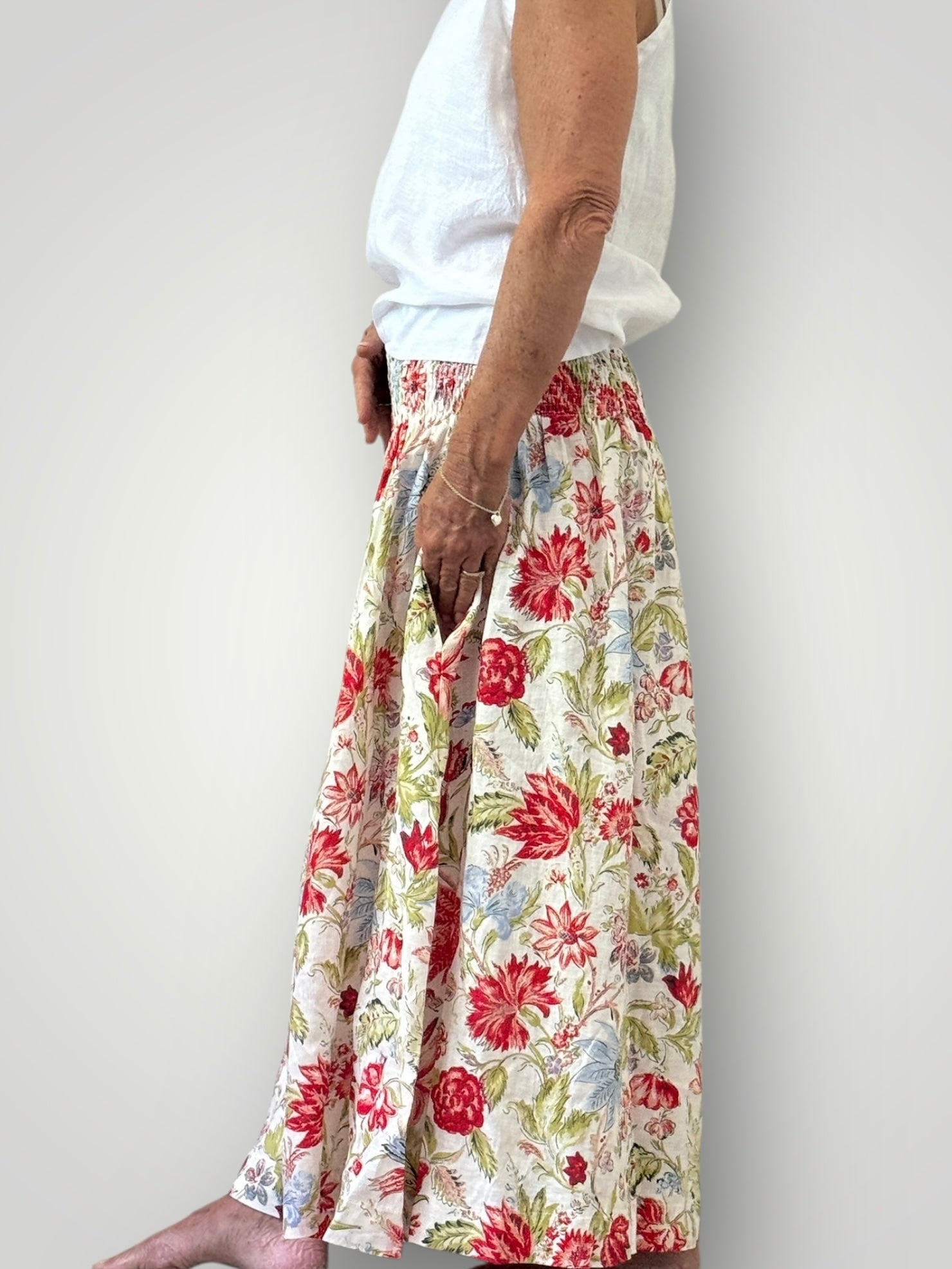 lulu skirt - summer flower linen Apparel