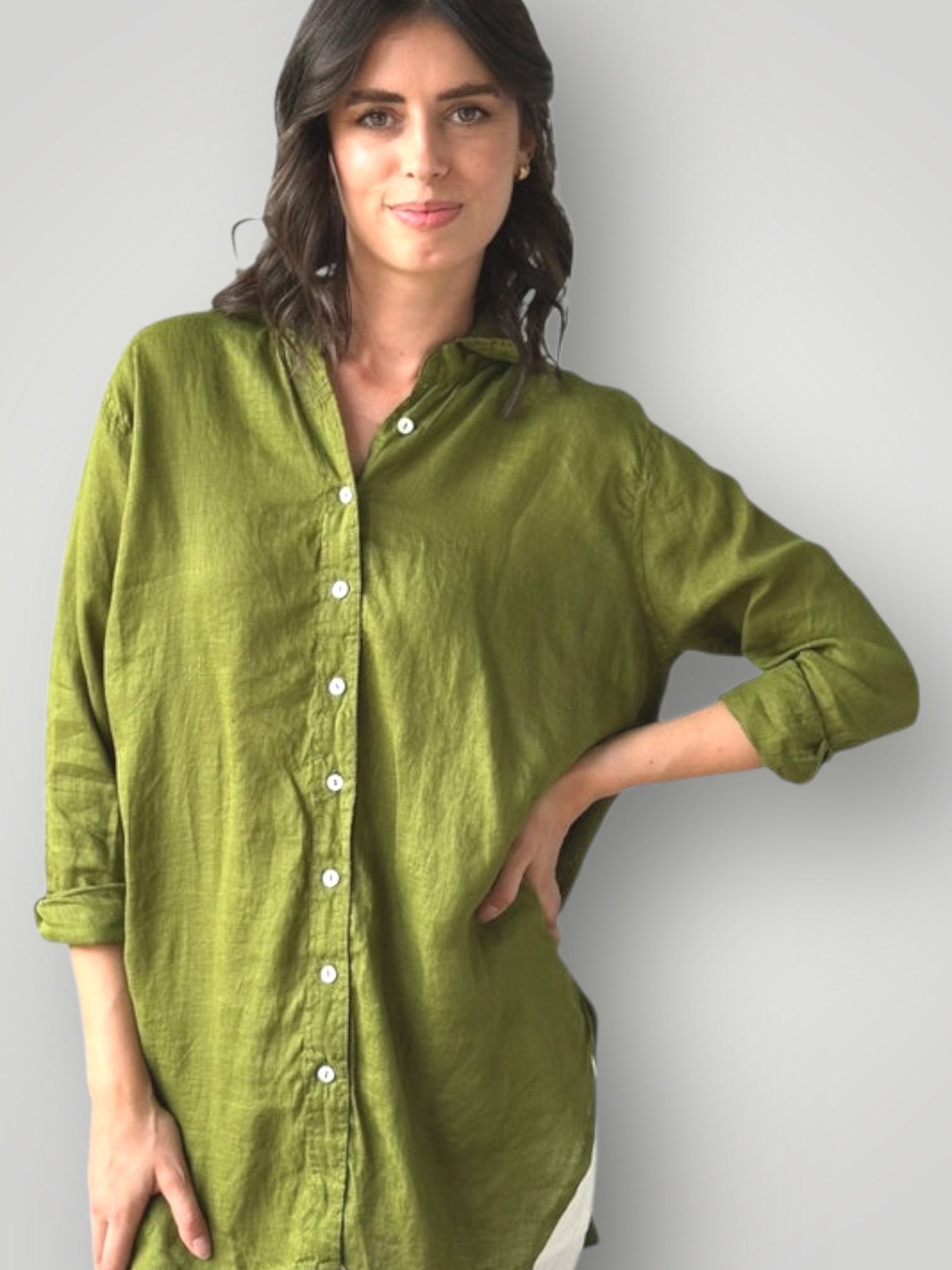 skyla shirt - olive linen Apparel