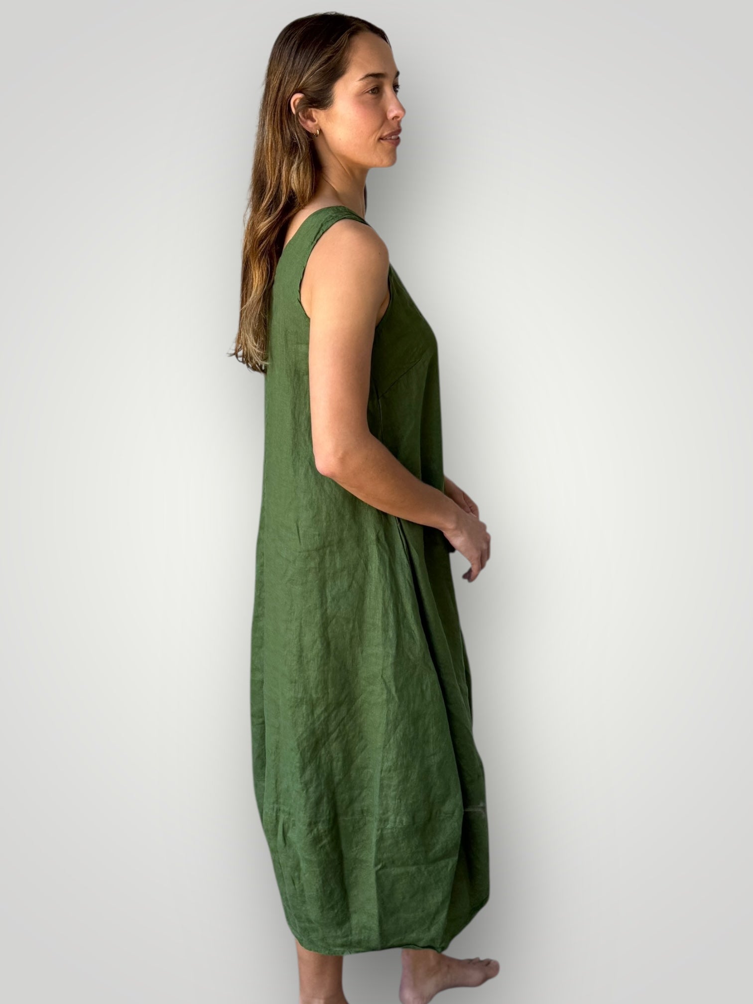 amber dress - moss linen Apparel