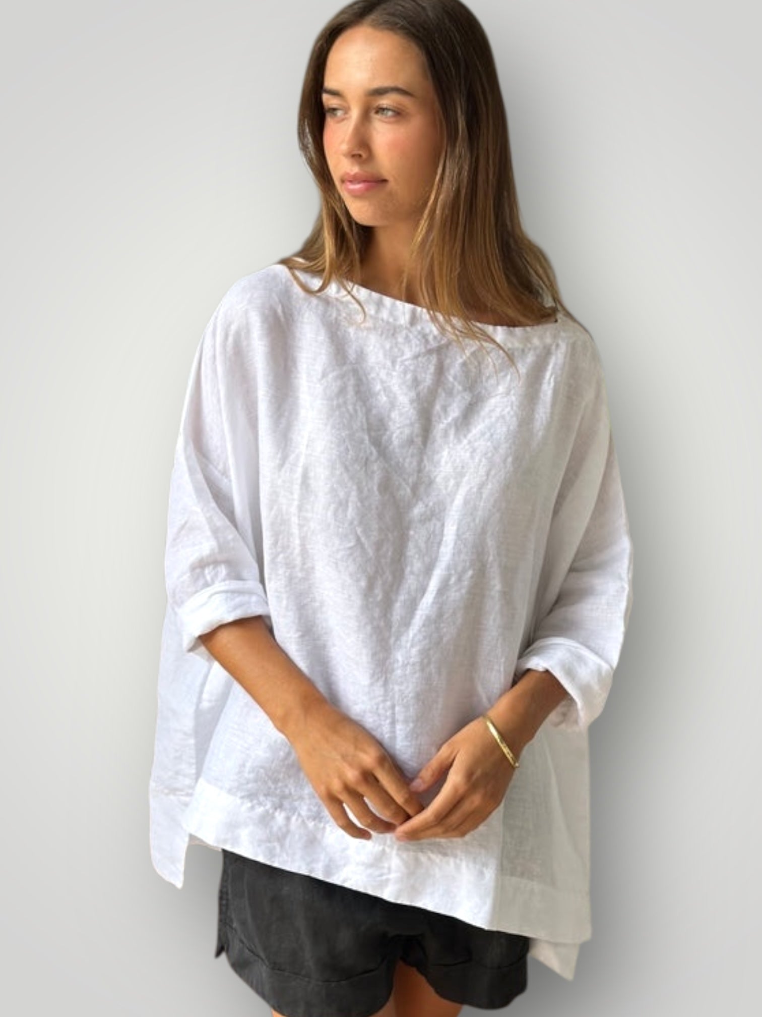avril top - white linen Apparel