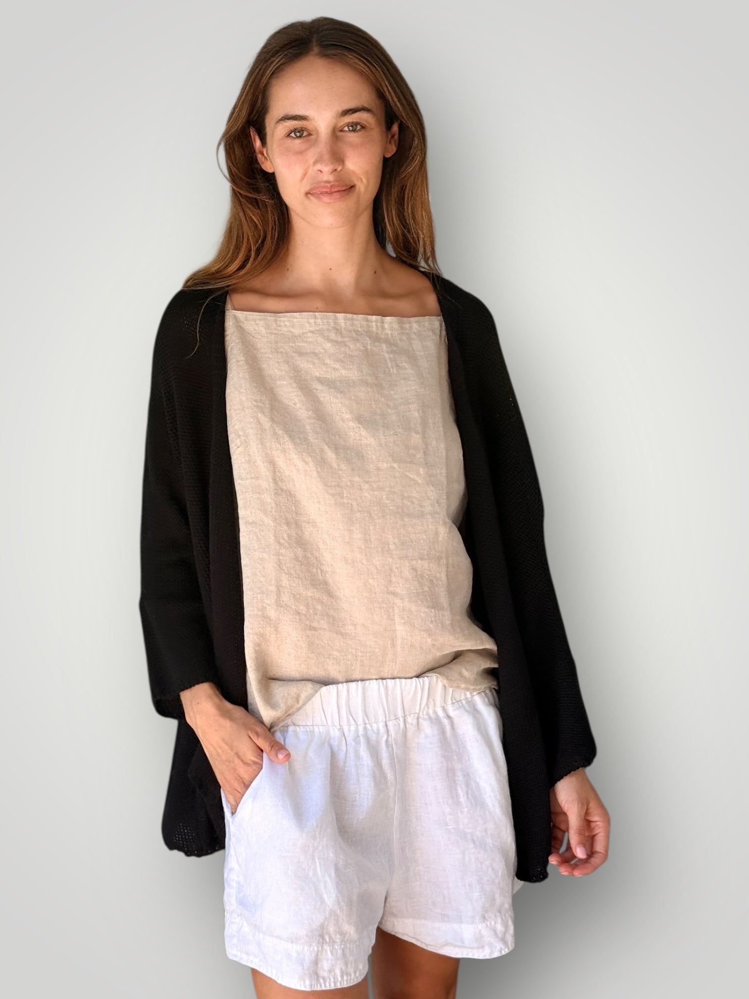 Cotton kimono knit-black