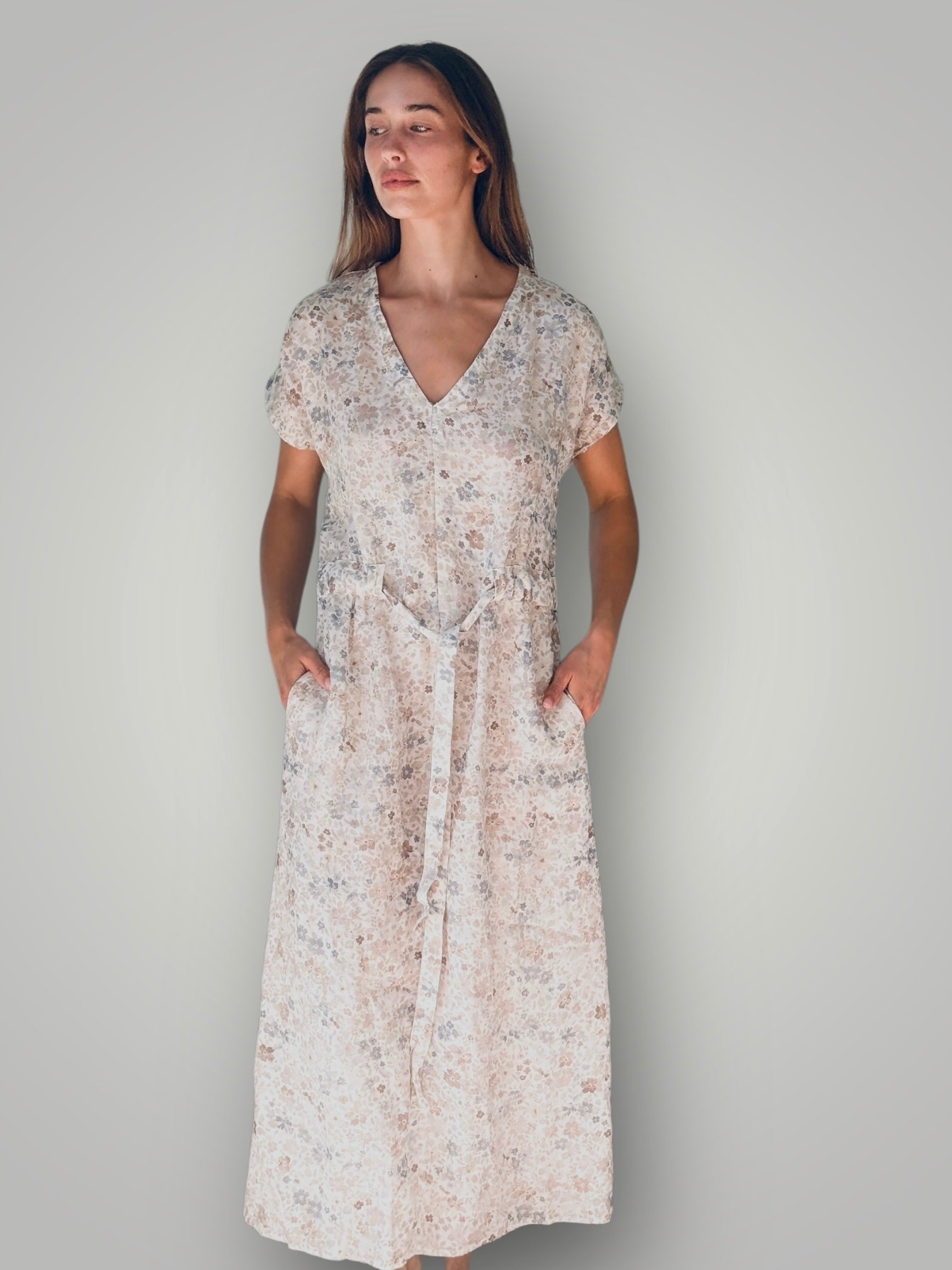 harper dress - flower patch linen Apparel