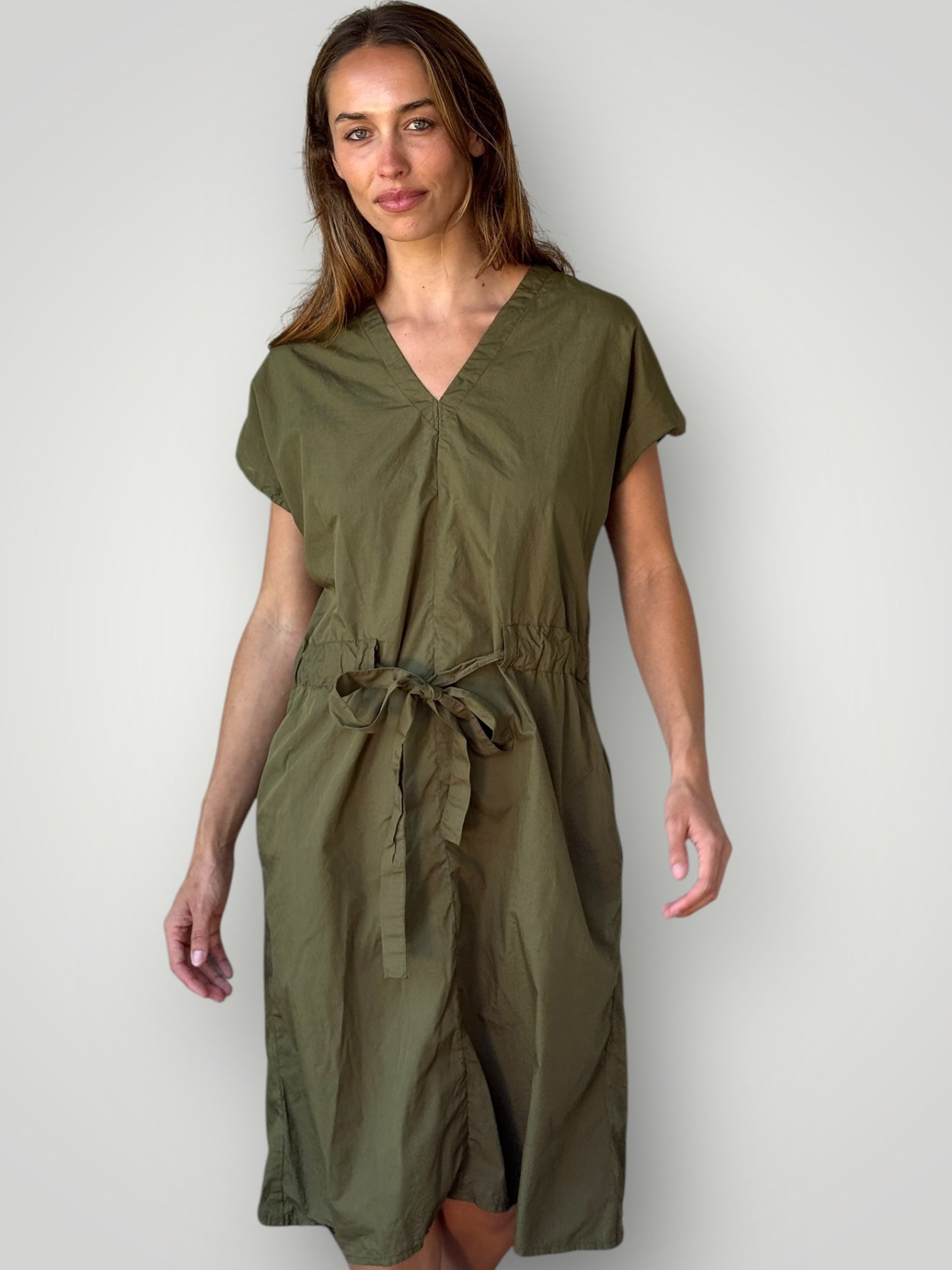 harper dress mid length -army cotton Apparel