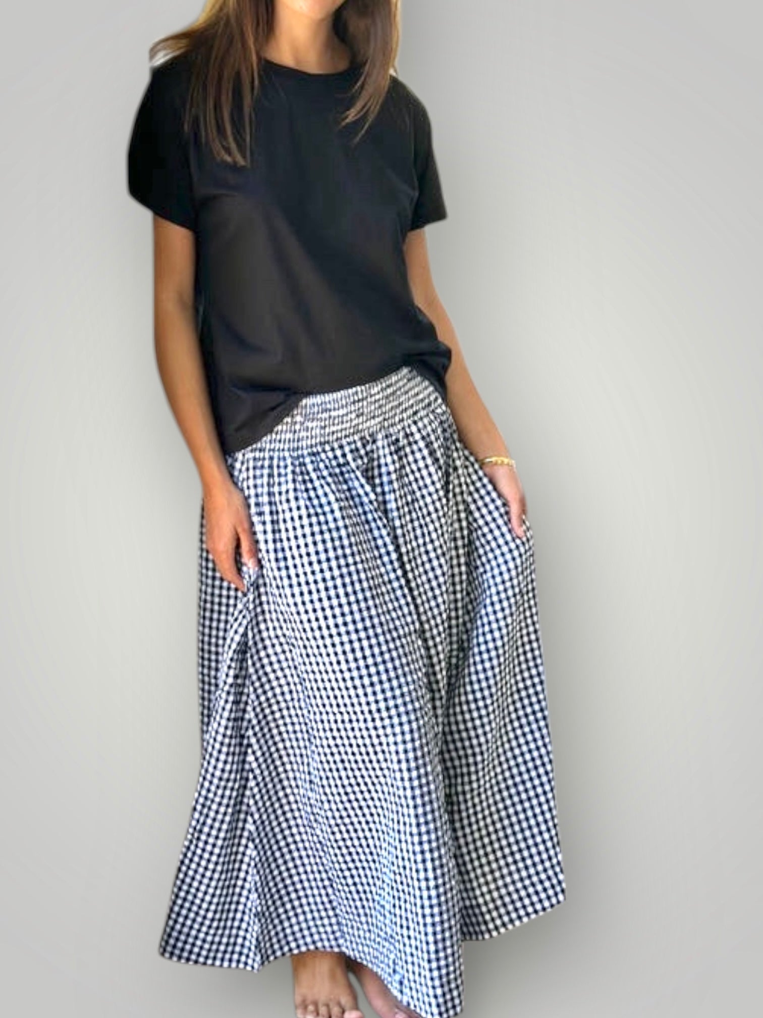 lulu skirt - black/white gingham Apparel