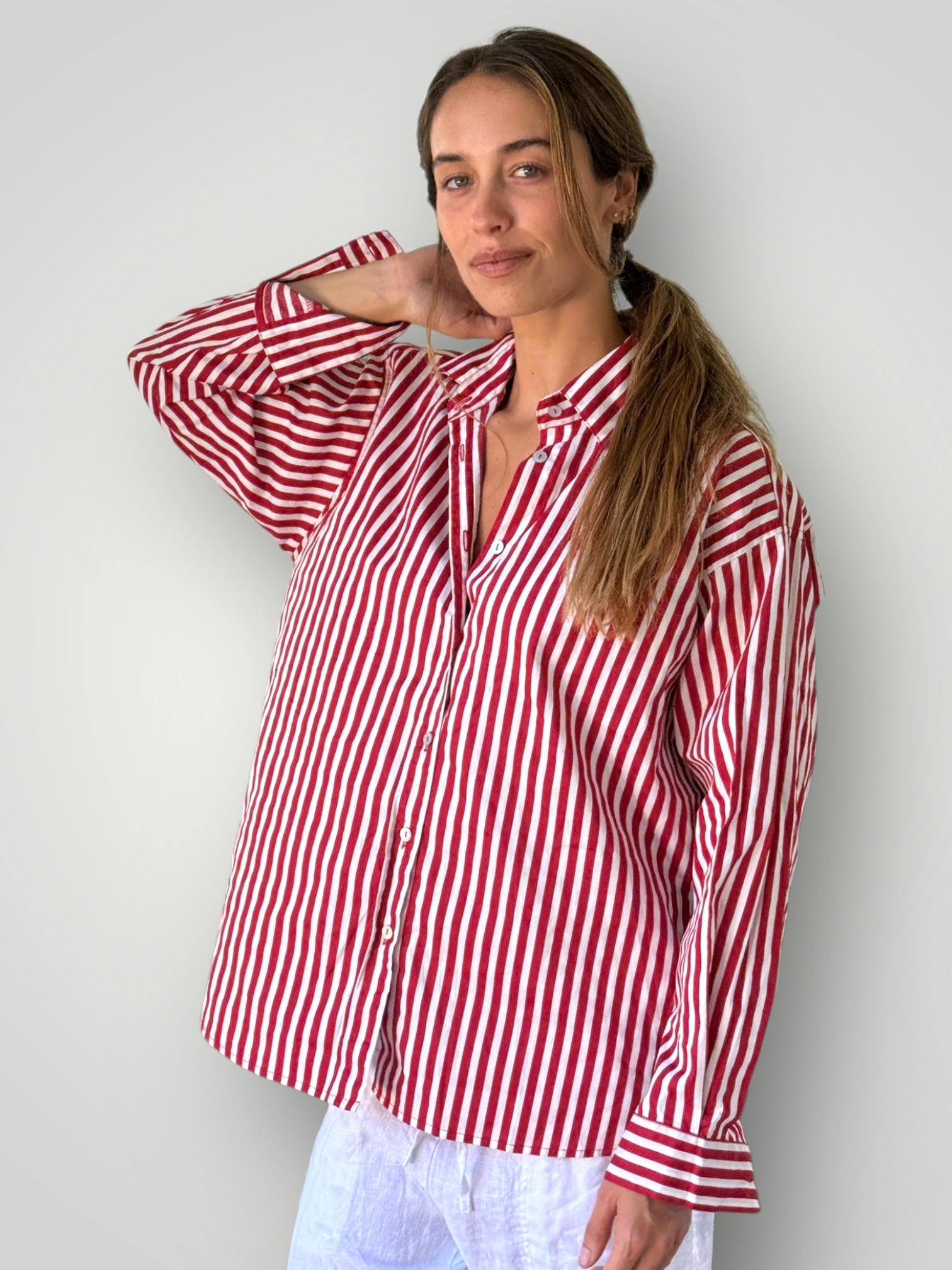 jordan shirt-red stripe cotton