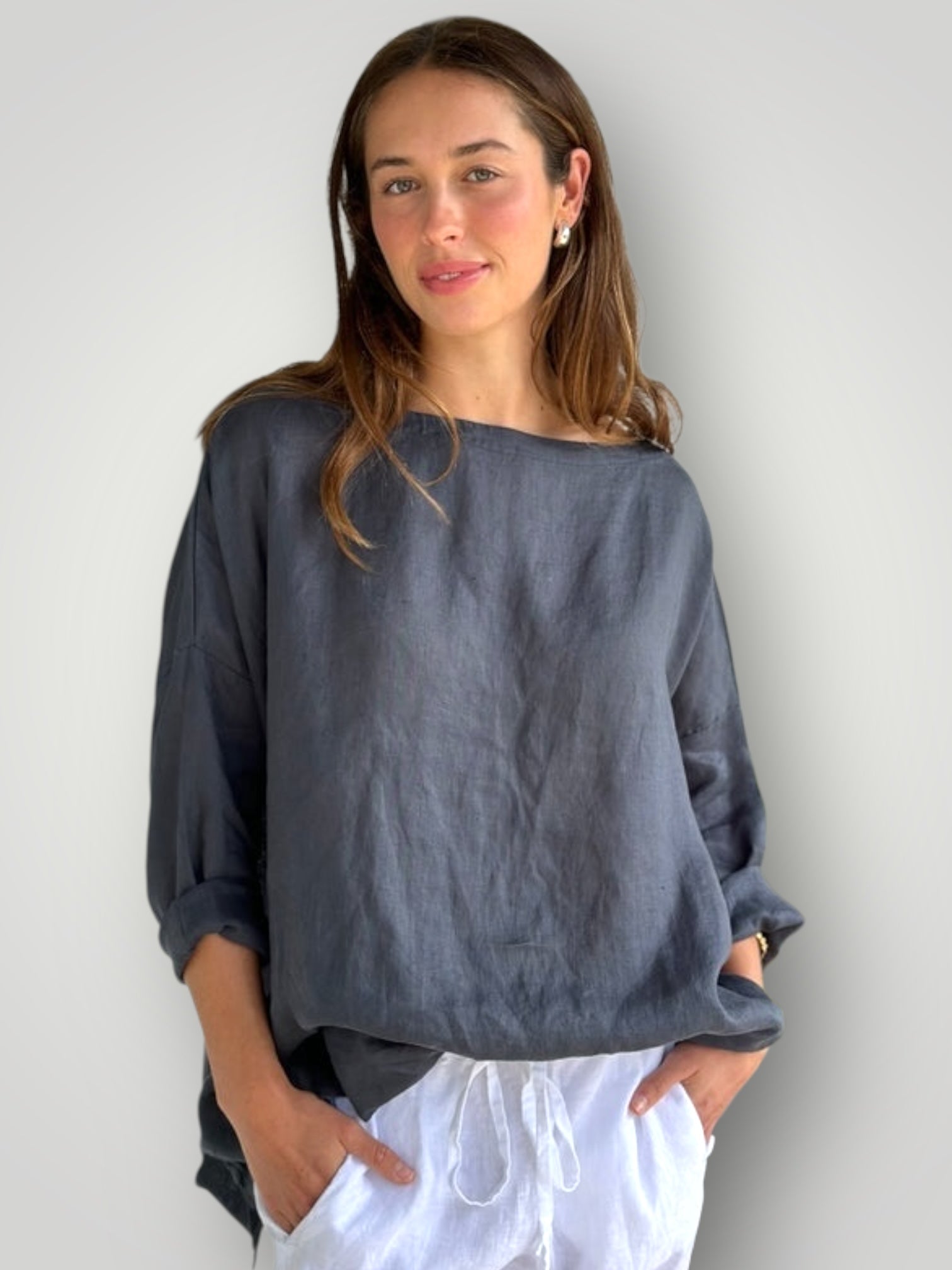 avril top-charcoal linen Apparel