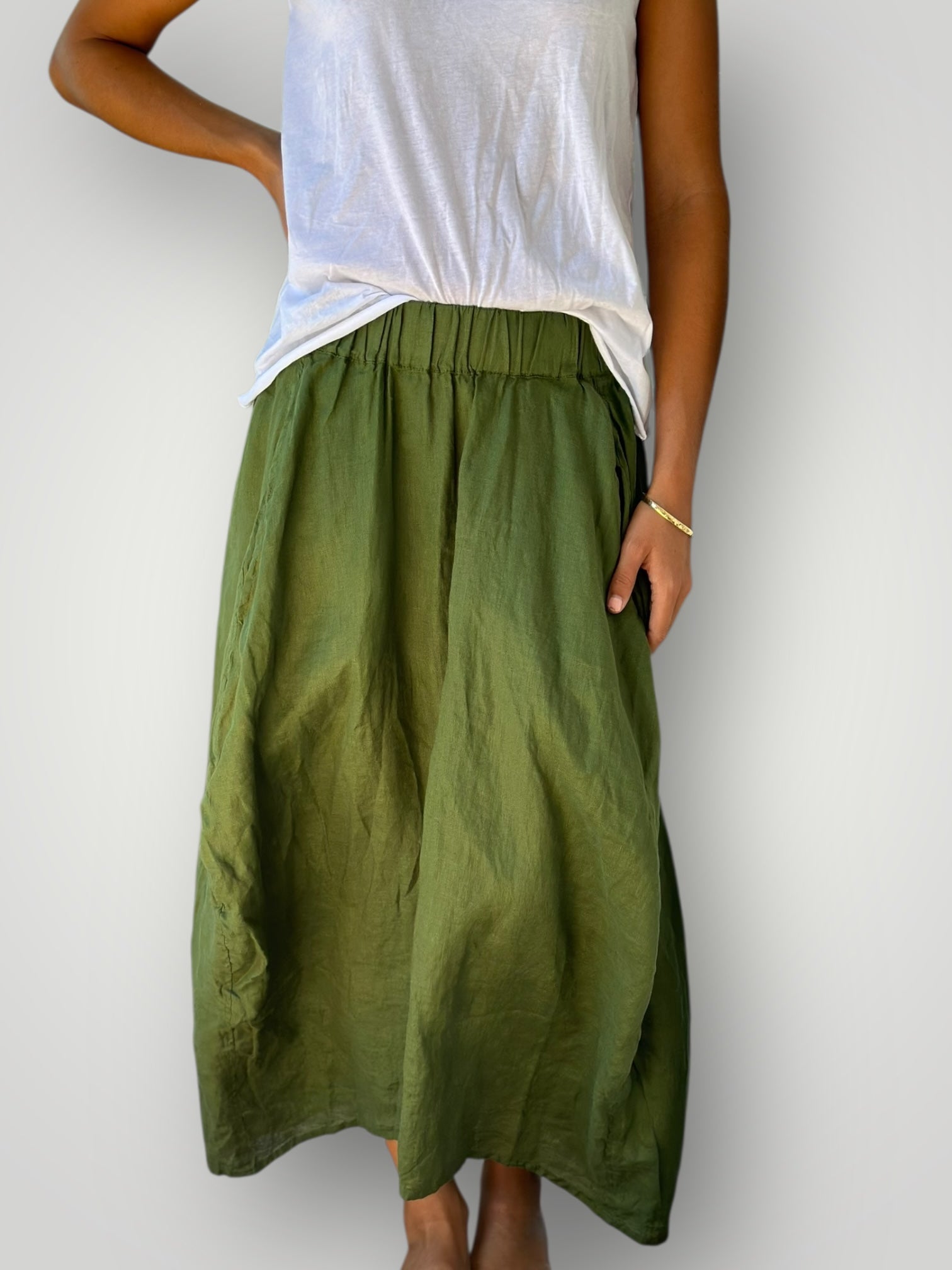 lana skirt - moss linen Apparel