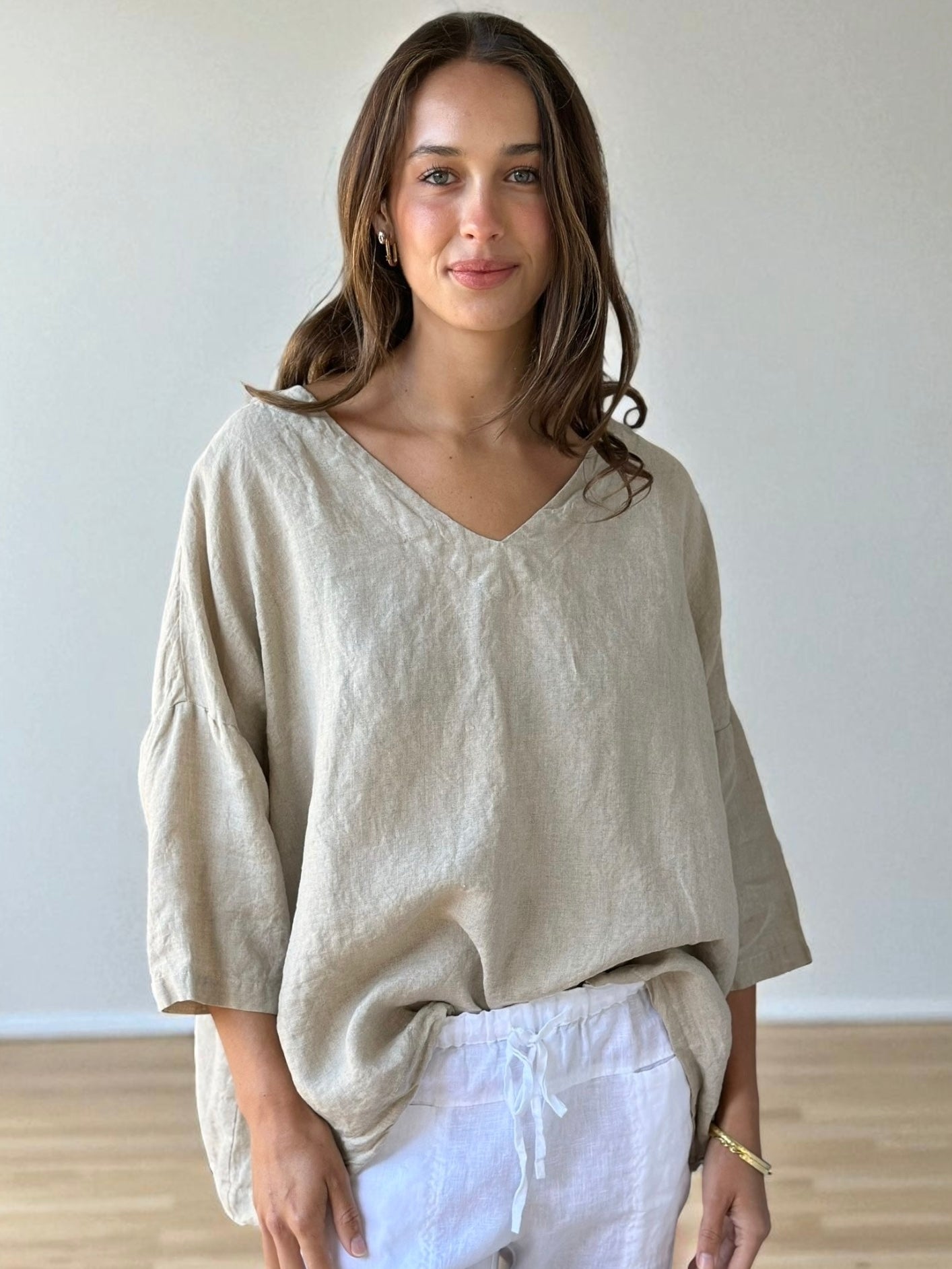 lydia top - natural linen Apparel