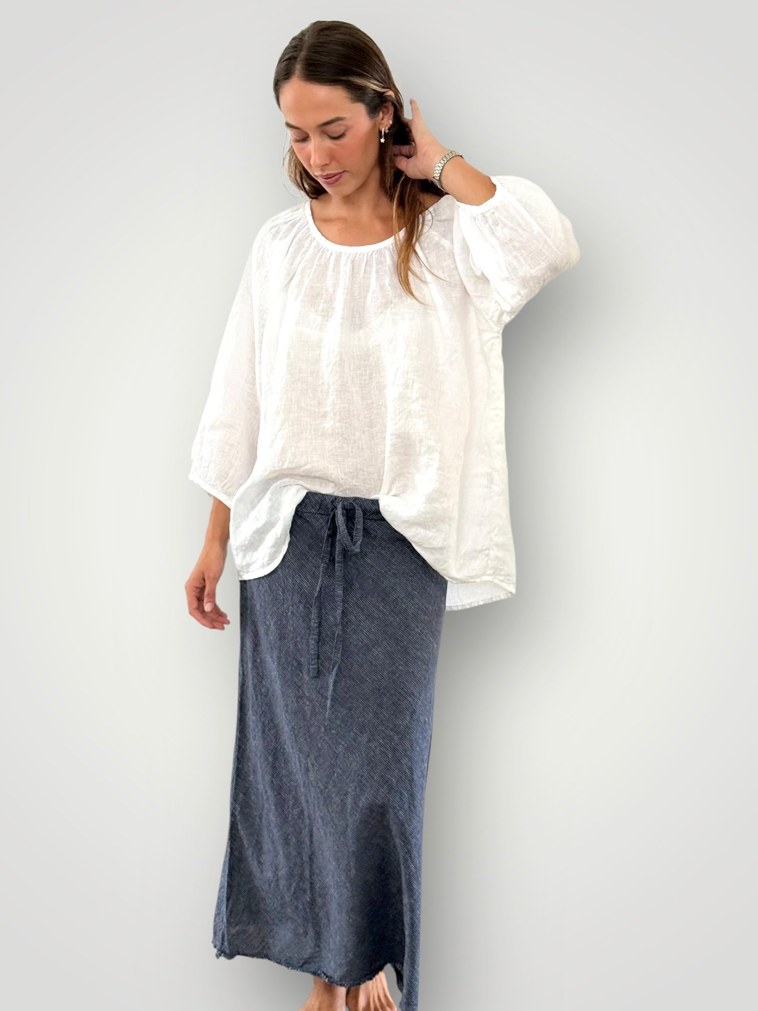 anthea skirt - navy stripe Apparel