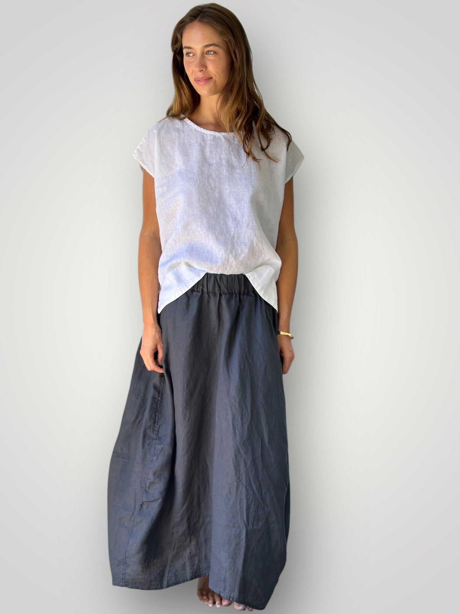 lana skirt - charcoal linen Apparel