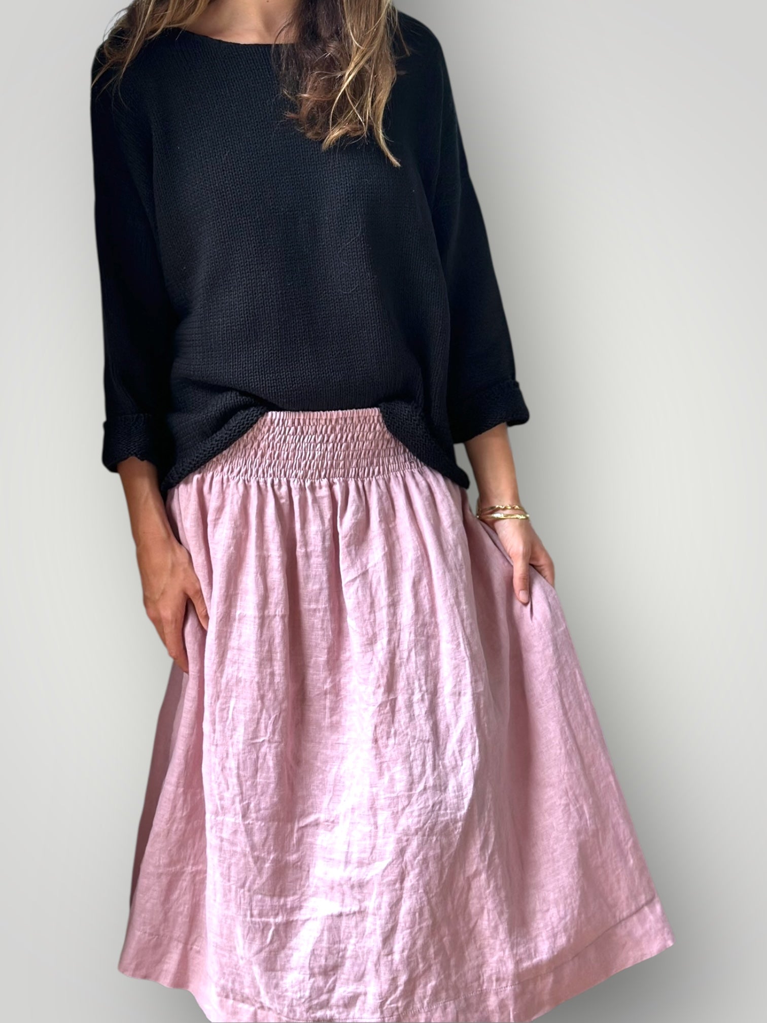 lola skirt - dusty rose linen Apparel