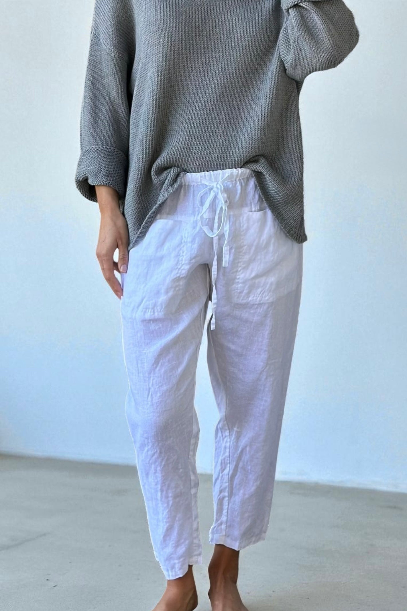 jessie pant-white linen Apparel