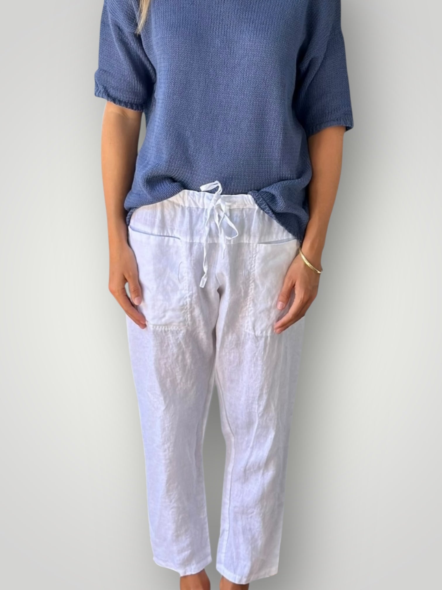 jessie pant-white linen Apparel