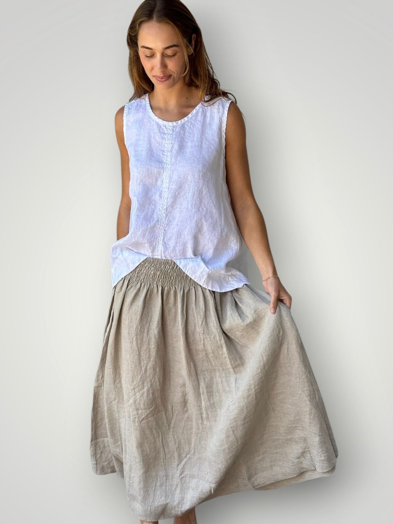 lulu skirt-natural linen Apparel