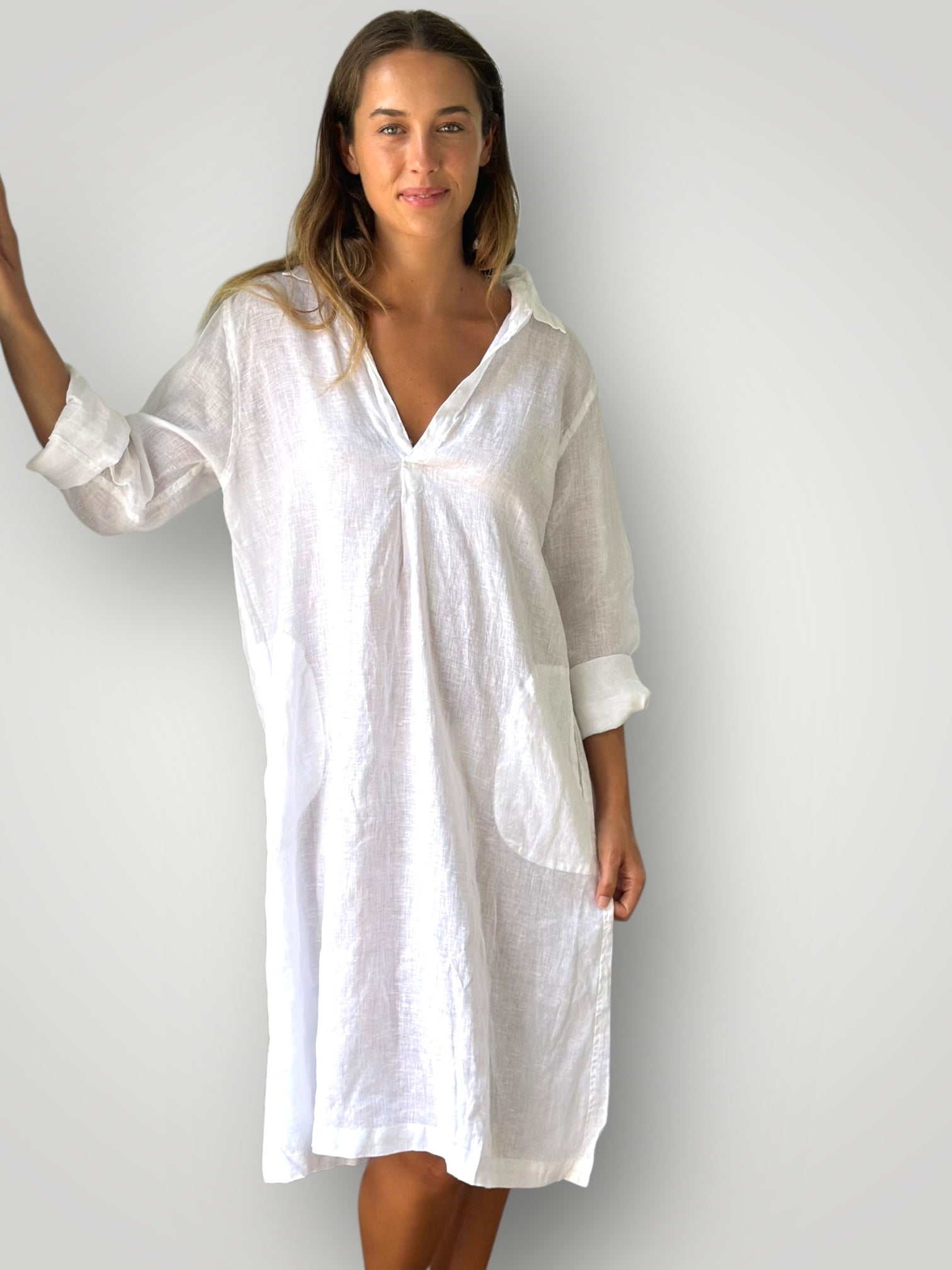 bianca dress - white linen Apparel