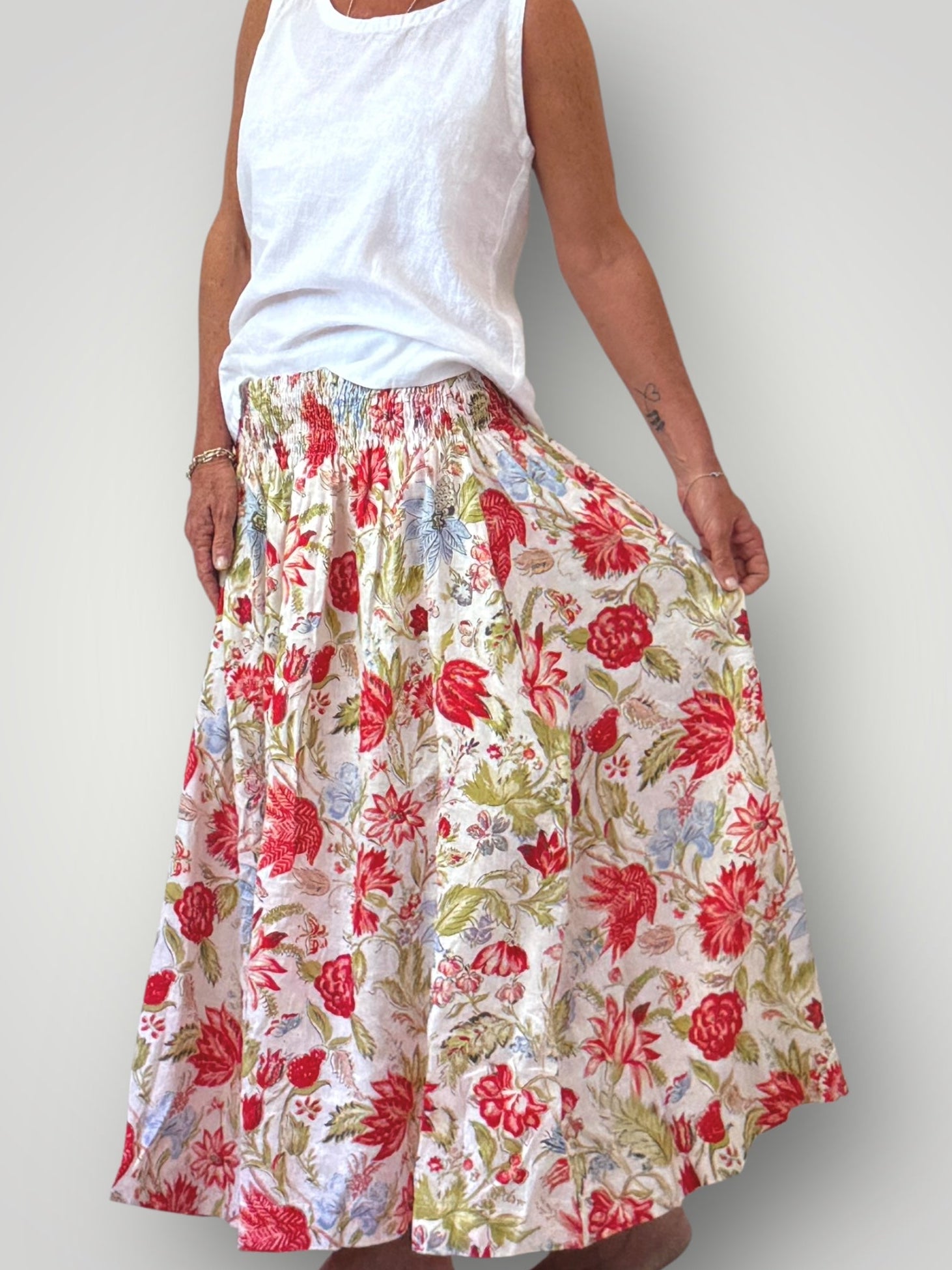 lulu skirt - summer flower linen ** Apparel