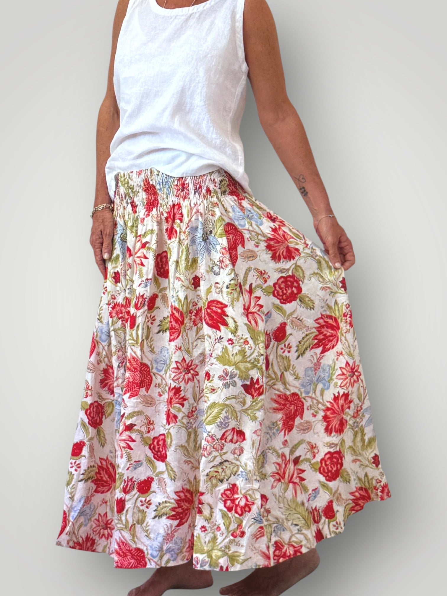 lulu skirt - summer flower linen Apparel