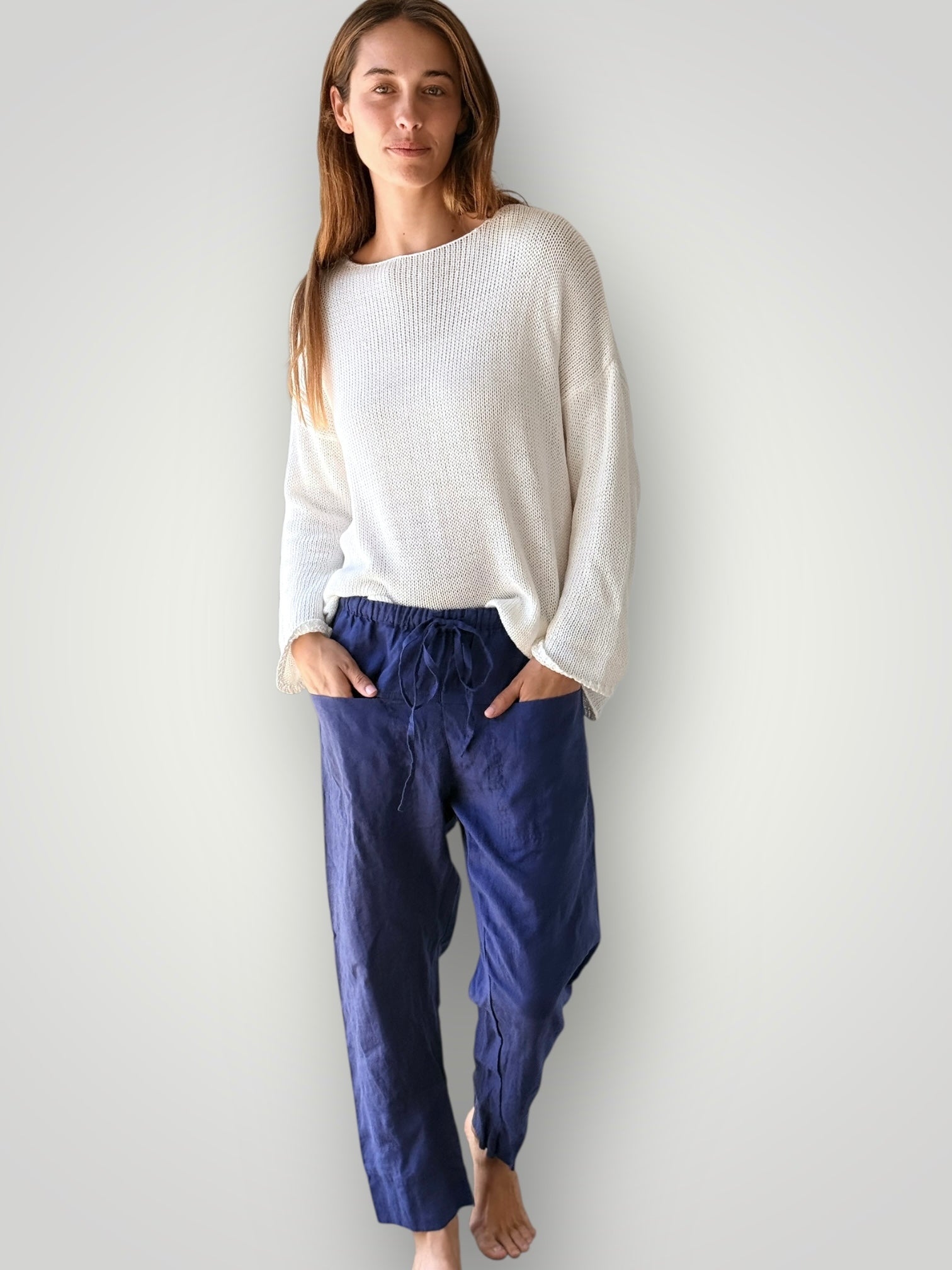 darcy pants - blue dusk linen Apparel