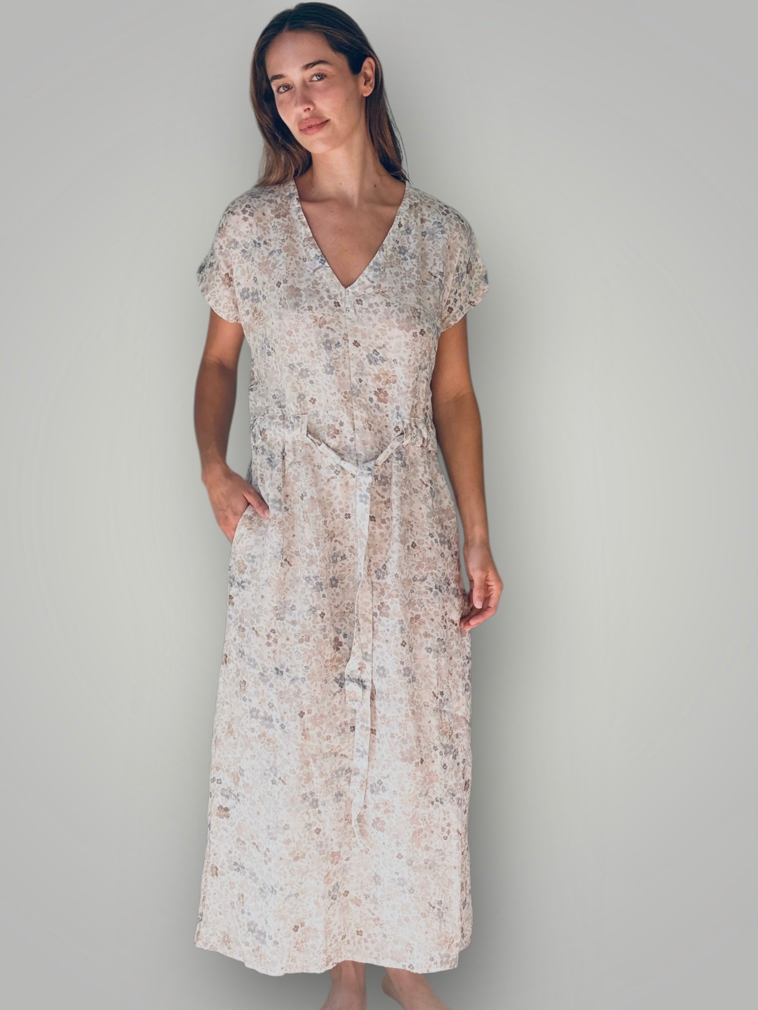 harper dress - flower patch linen Apparel