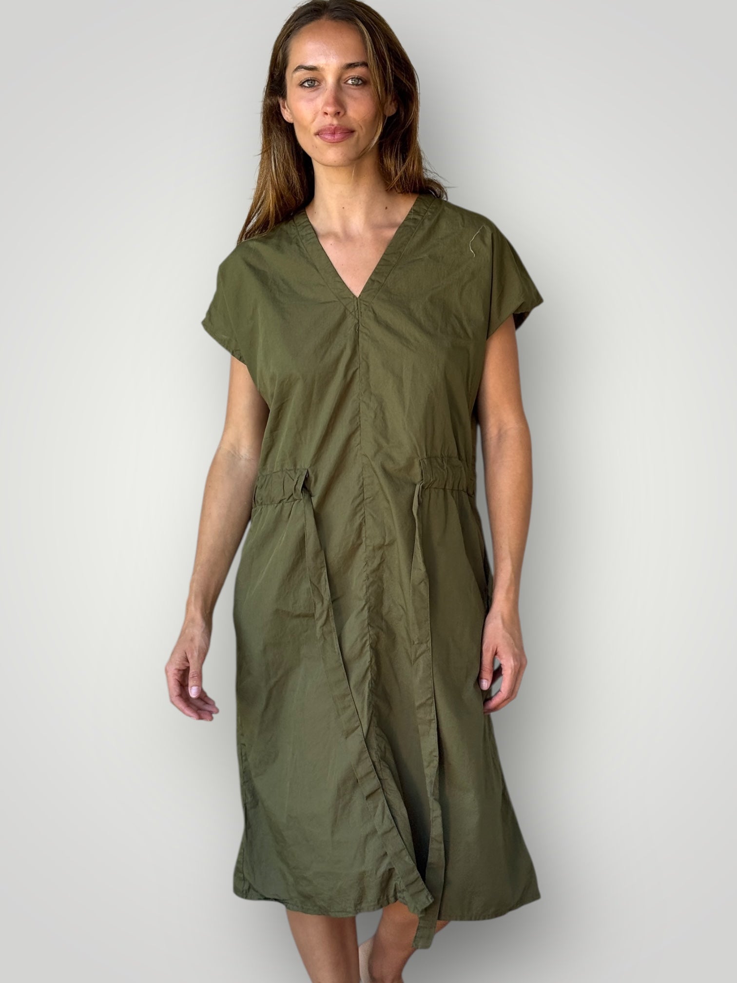 harper dress mid length -army cotton Apparel