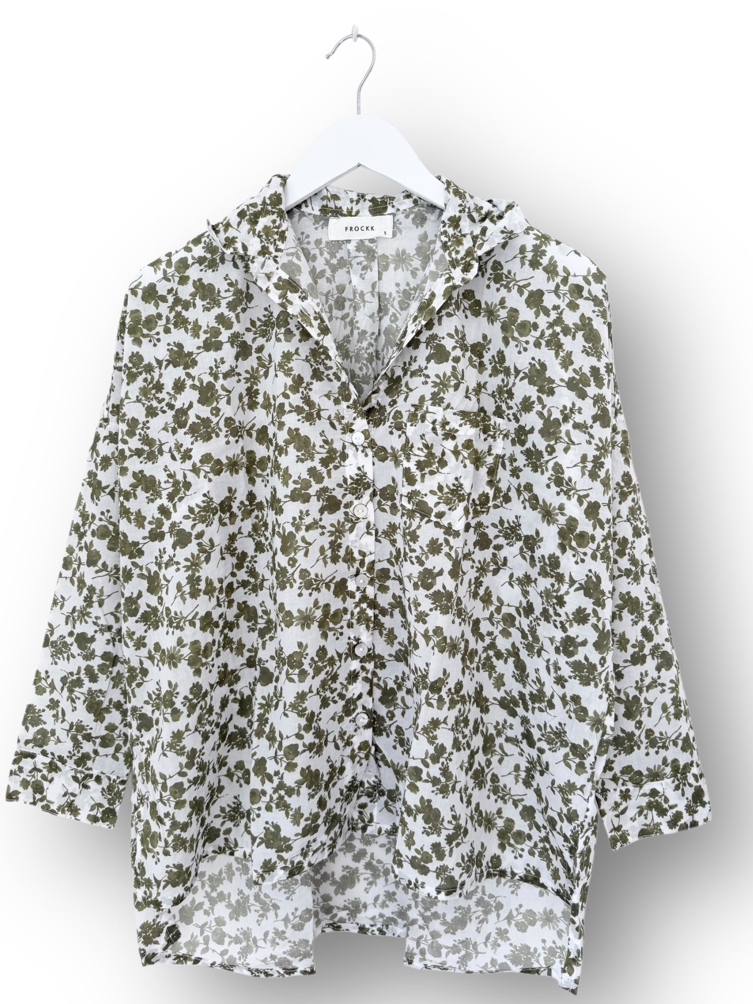 rosie shirt - olive floral cotton Apparel