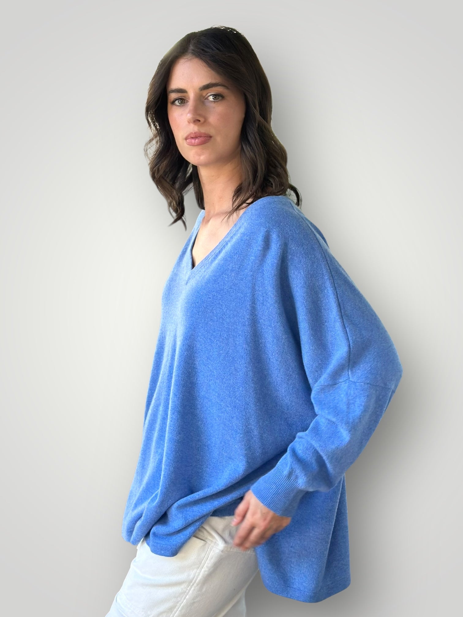 relaxed boyfriend knit-lagoon blue cashmere Apparel