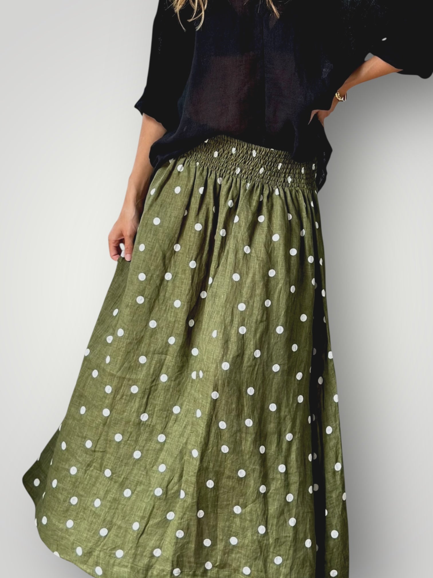 lulu skirt - olive spot linen Apparel