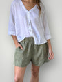 abbey short - sage linen Apparel