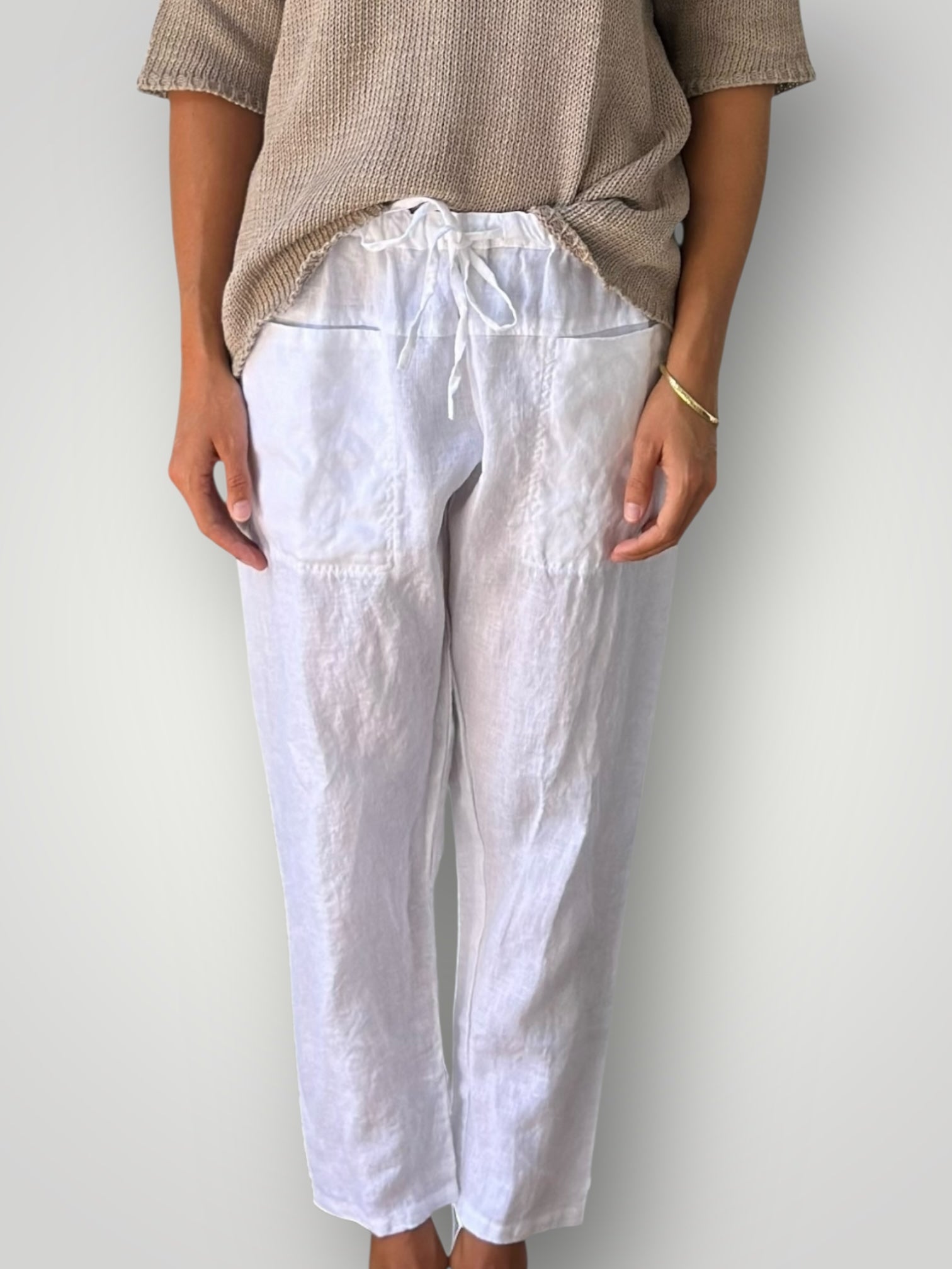 jessie pant-white linen Apparel