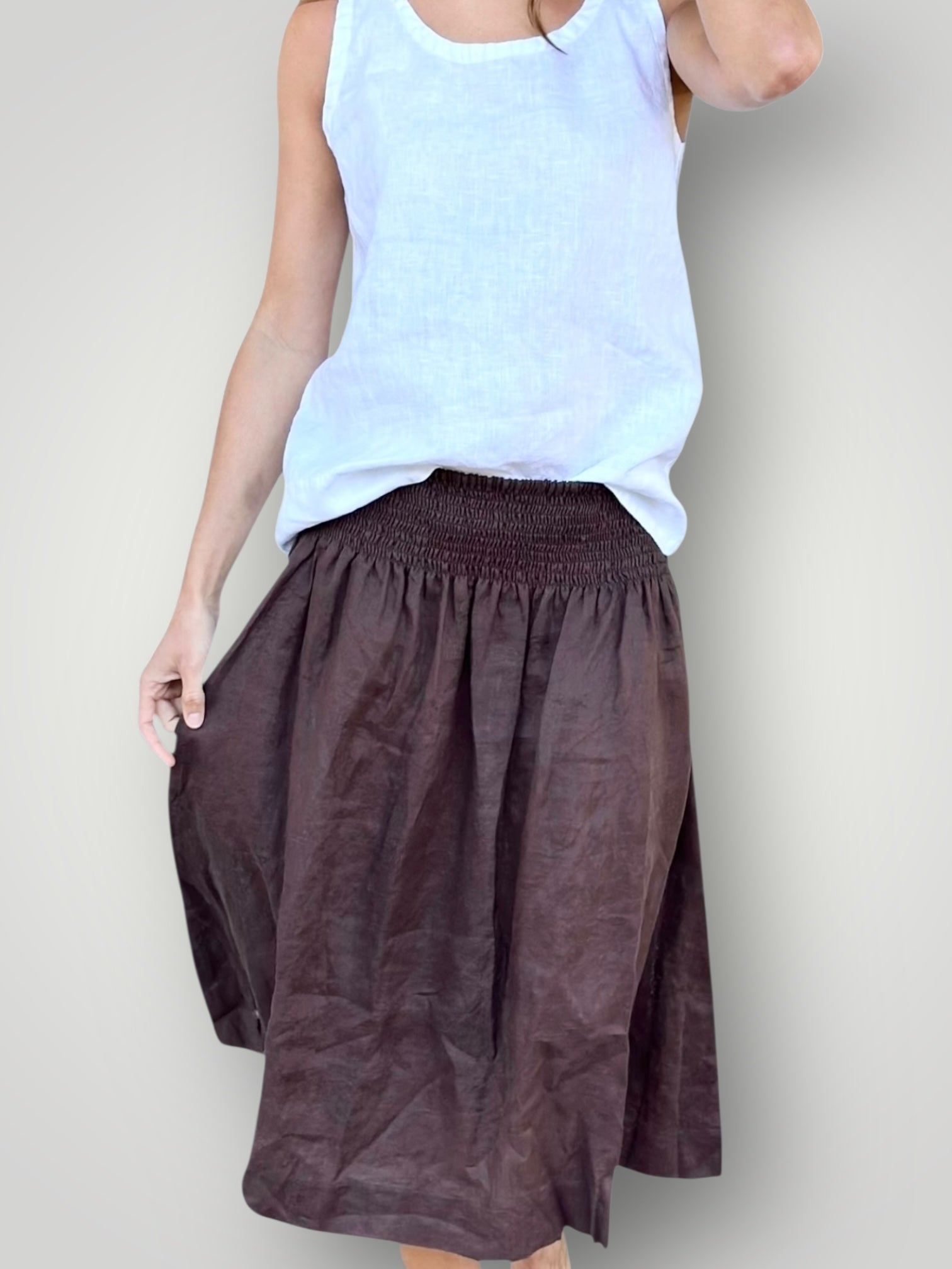 lola skirt - chocolate linen Apparel
