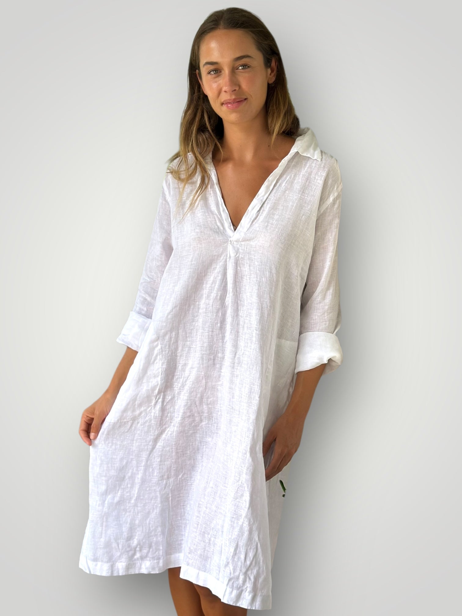 bianca dress - white linen Apparel