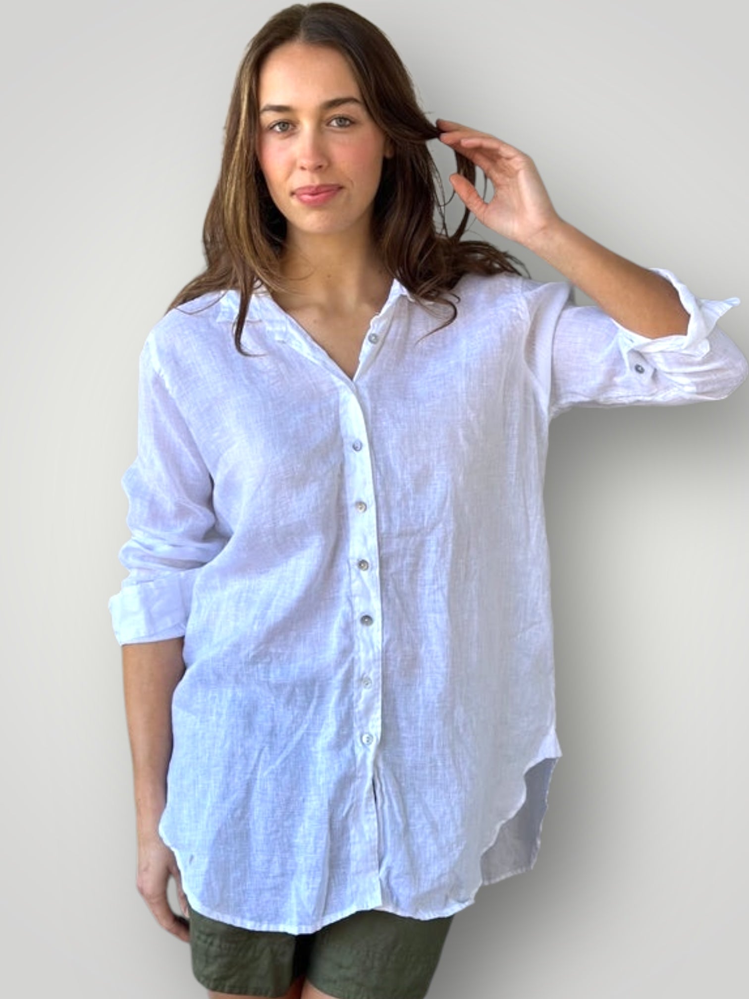 skyla shirt - white linen Apparel