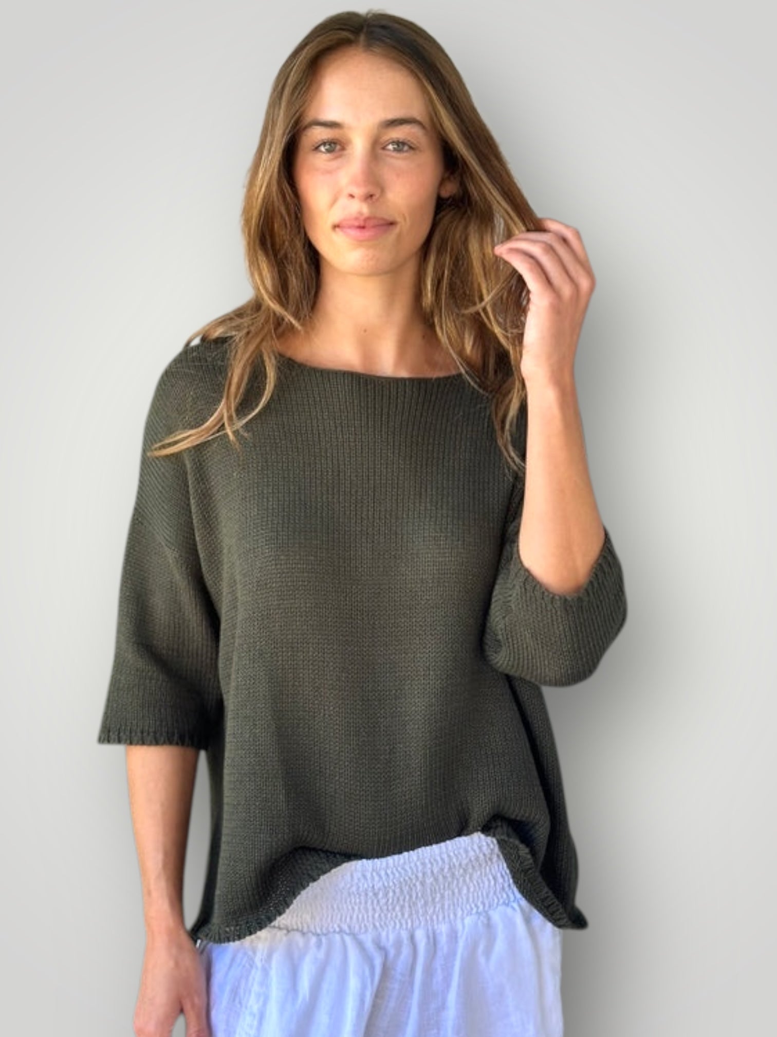 alex top - army cotton knit Apparel