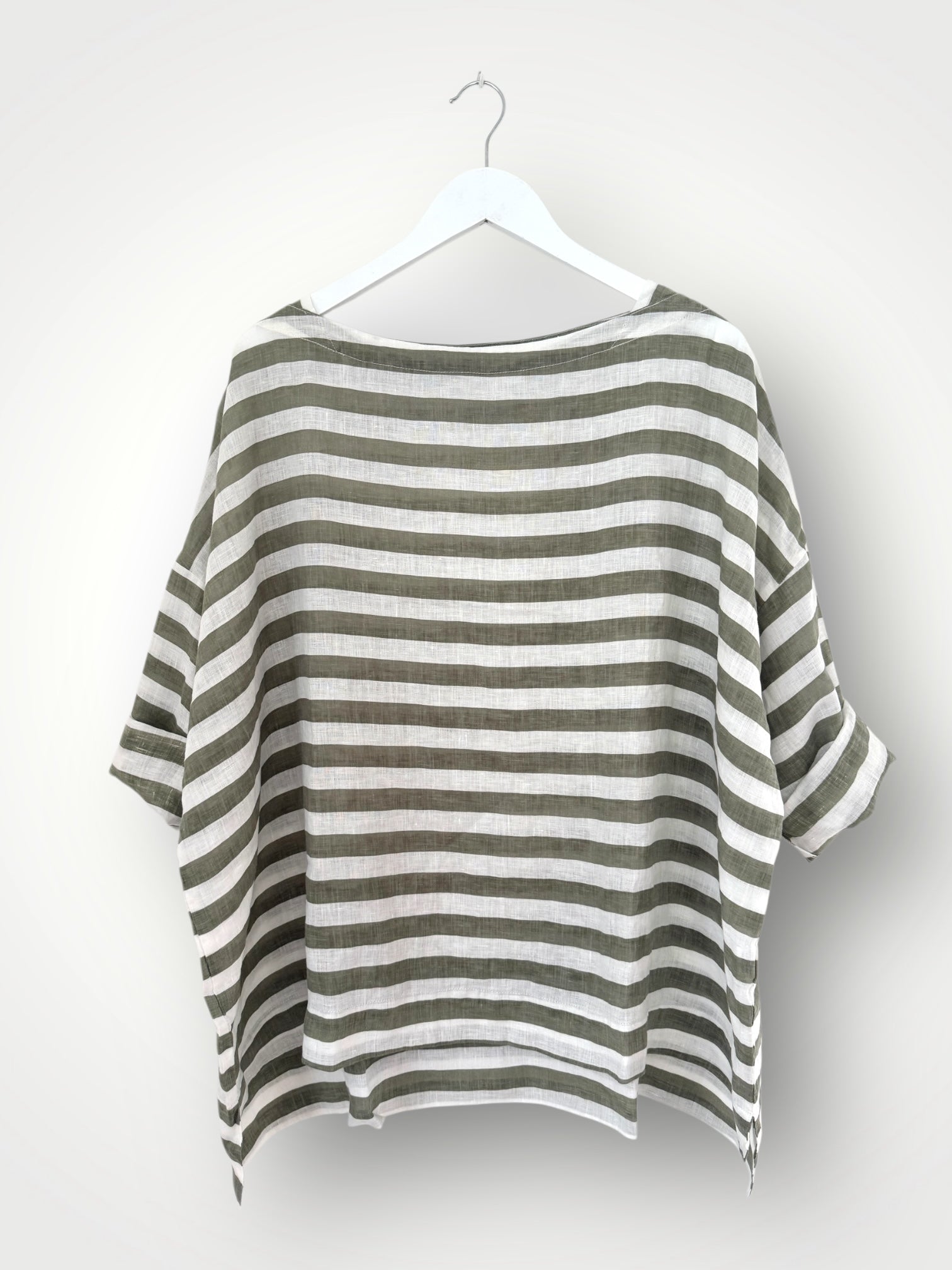 avril top - sage stripe linen Apparel