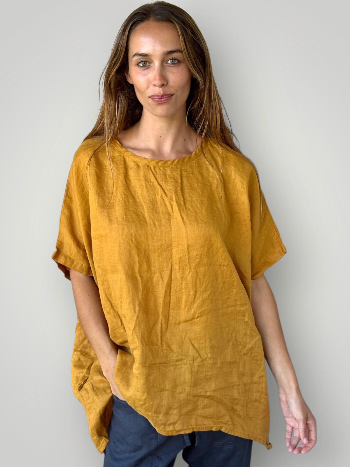rachael top - turmeric linen Apparel