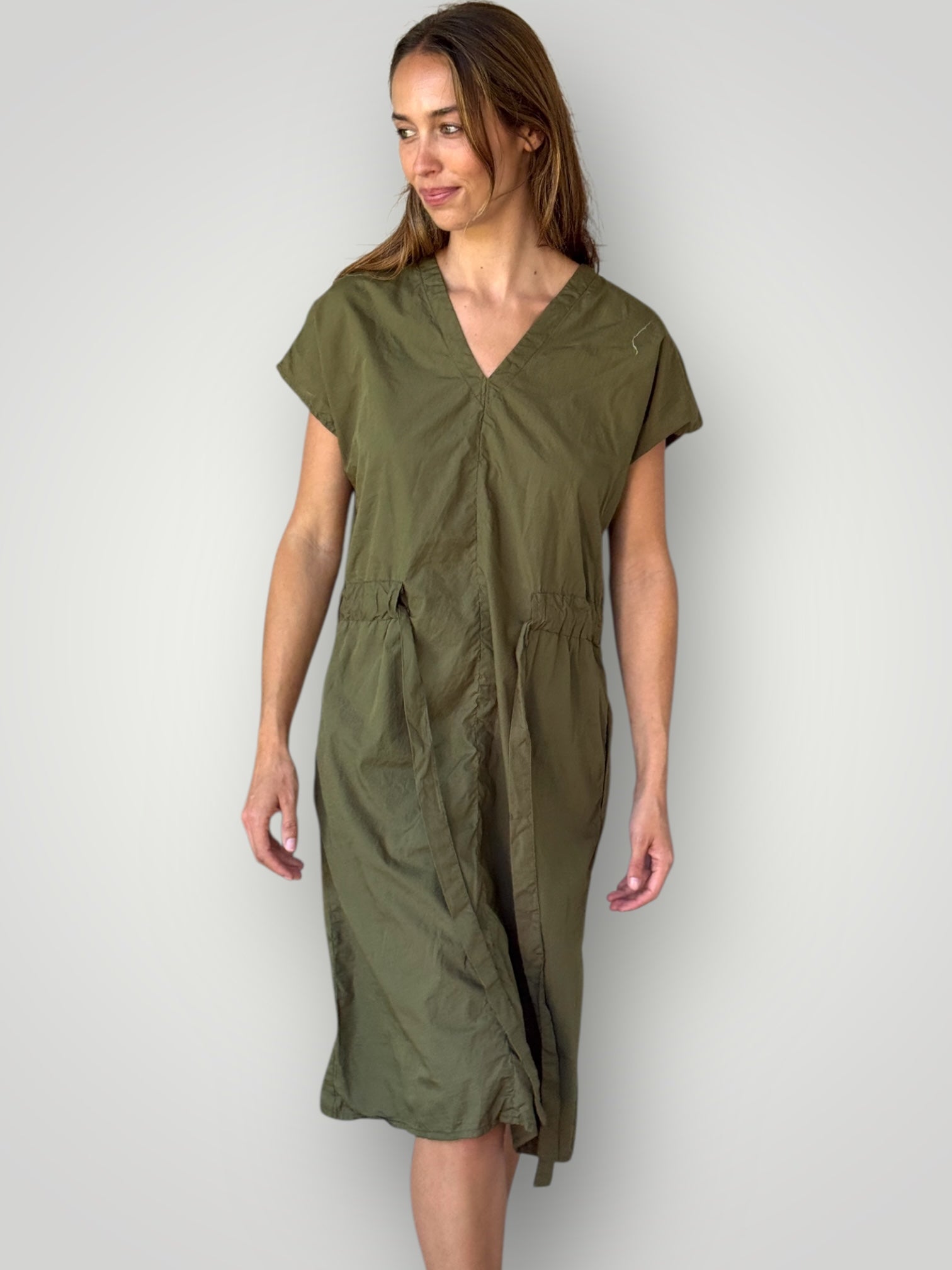 harper dress mid length -army cotton Apparel