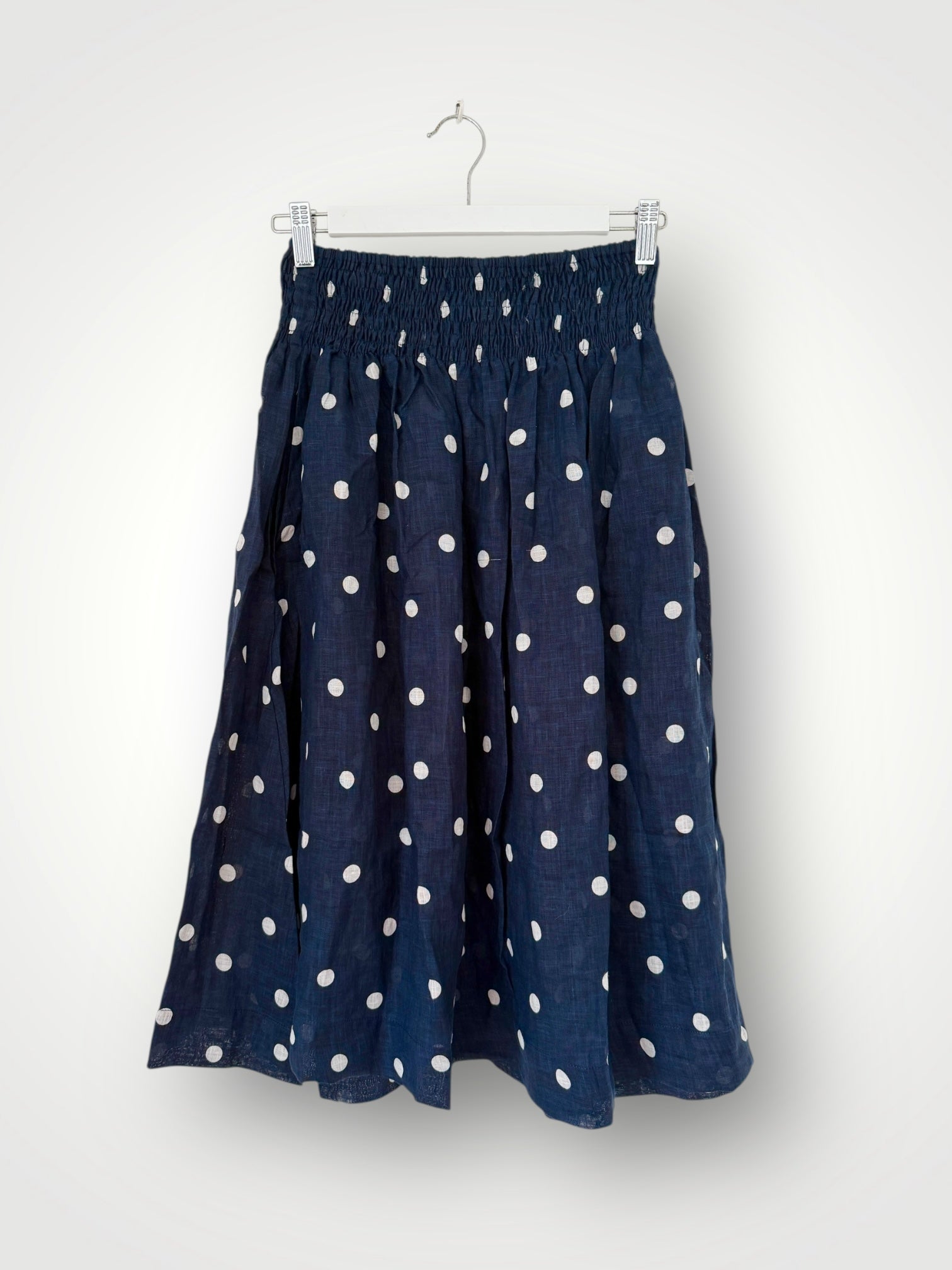 lola skirt - sm navy spot linen Apparel