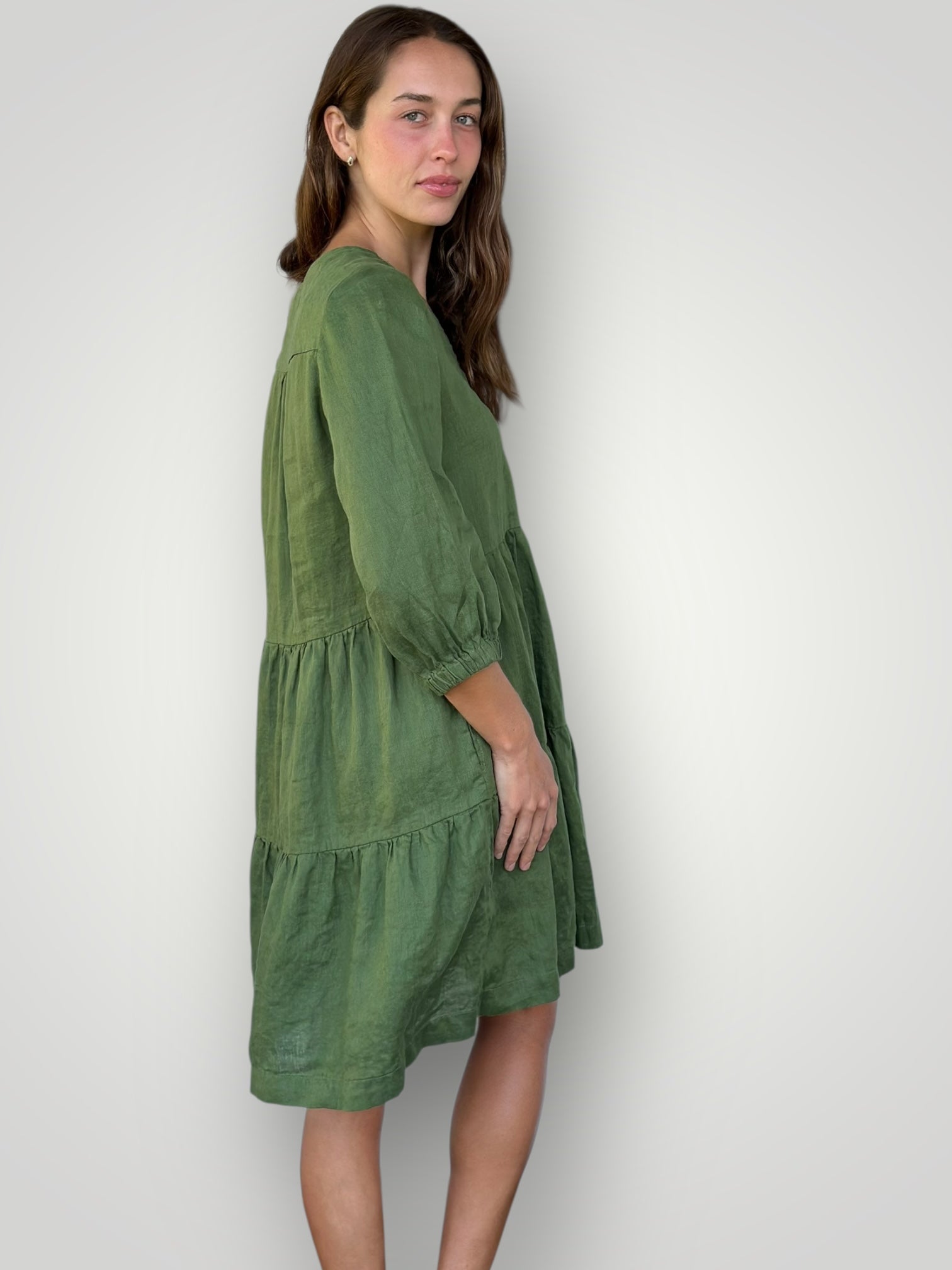 payton dress - moss linen