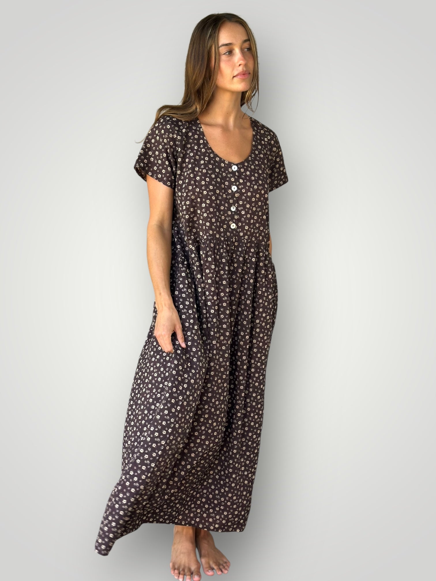 audrey dress - small choc flower Apparel