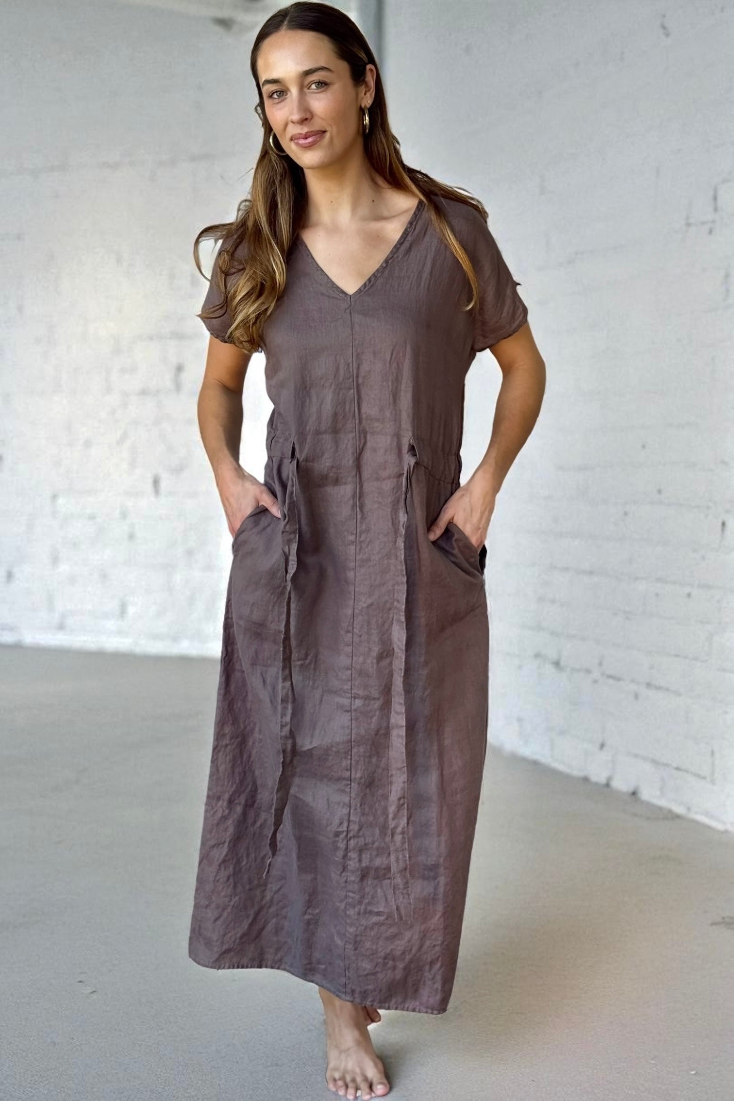 harper dress - soil linen Apparel