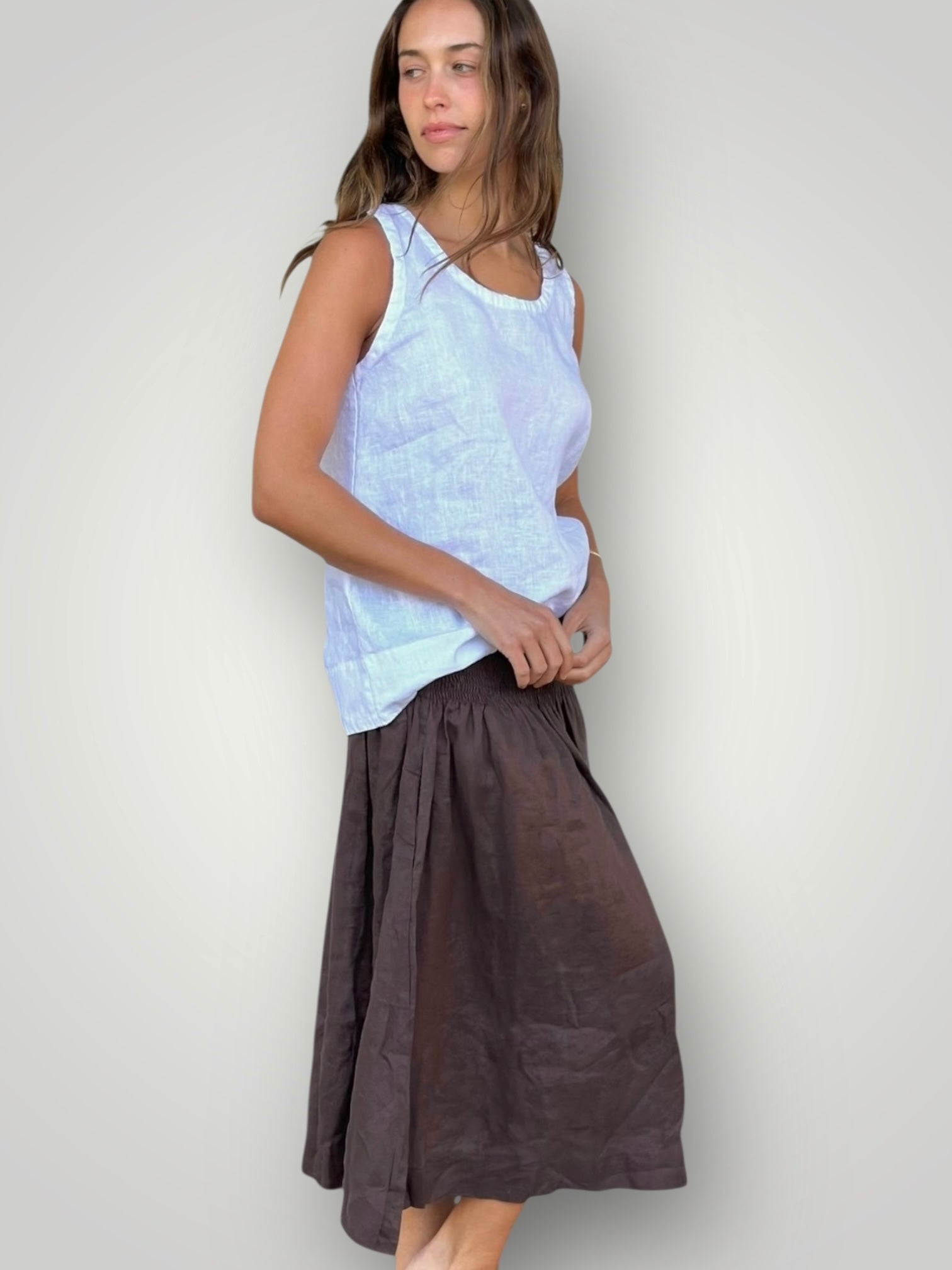 lola skirt - chocolate linen Apparel