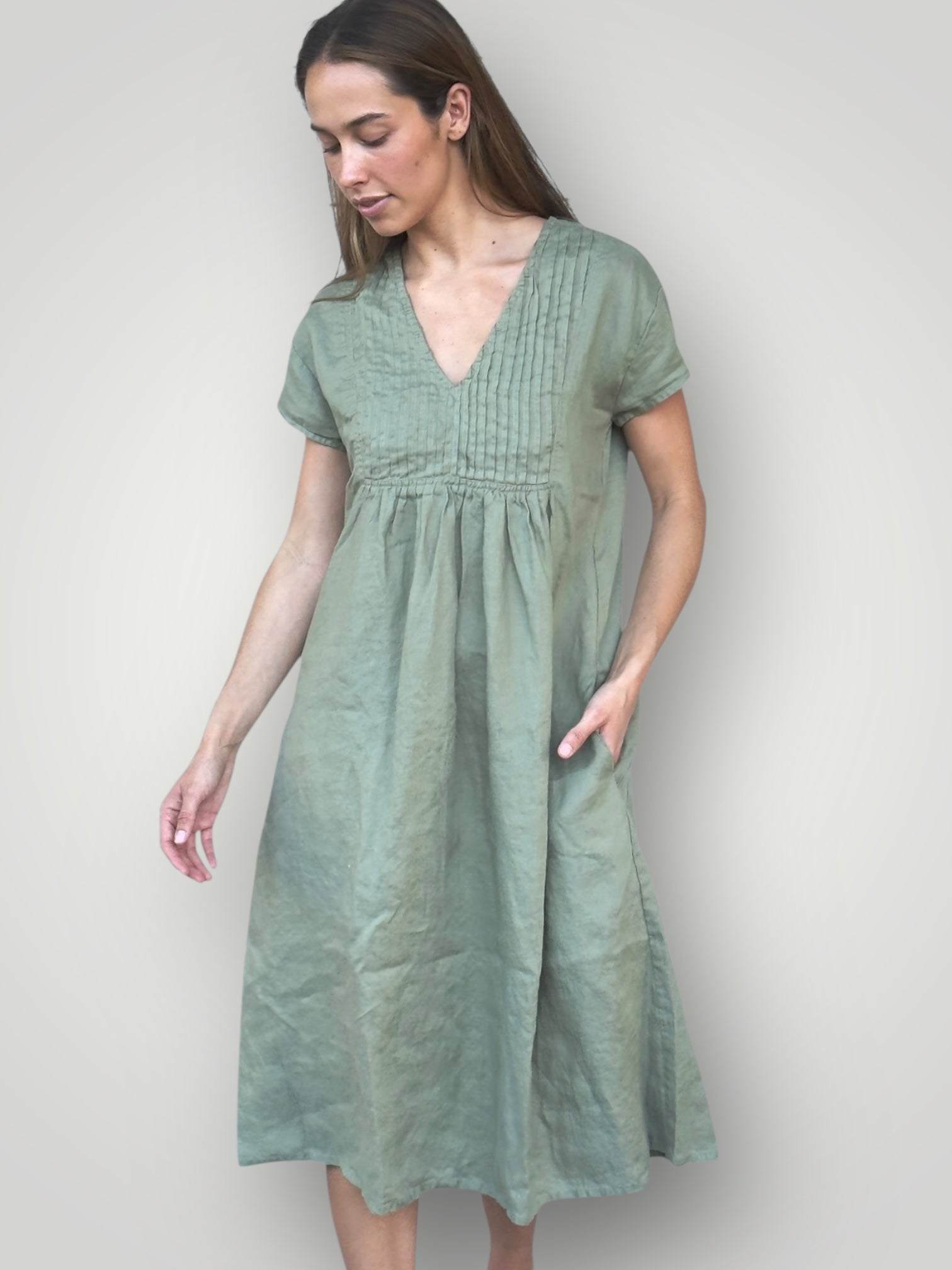 nellie dress-sage linen