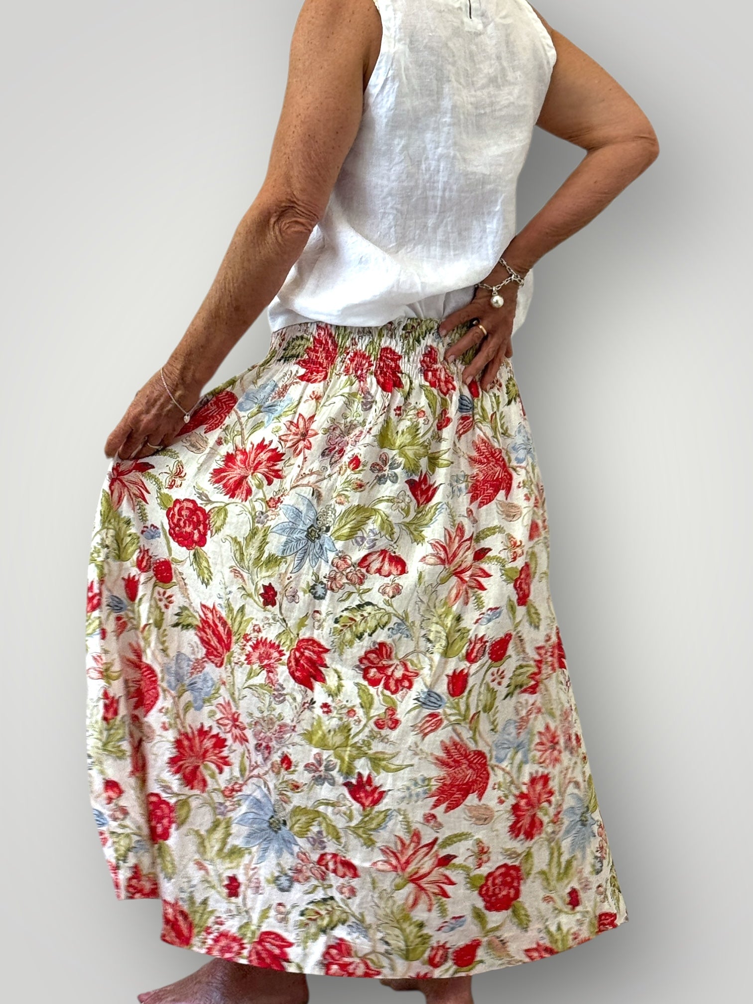 lulu skirt - summer flower linen Apparel