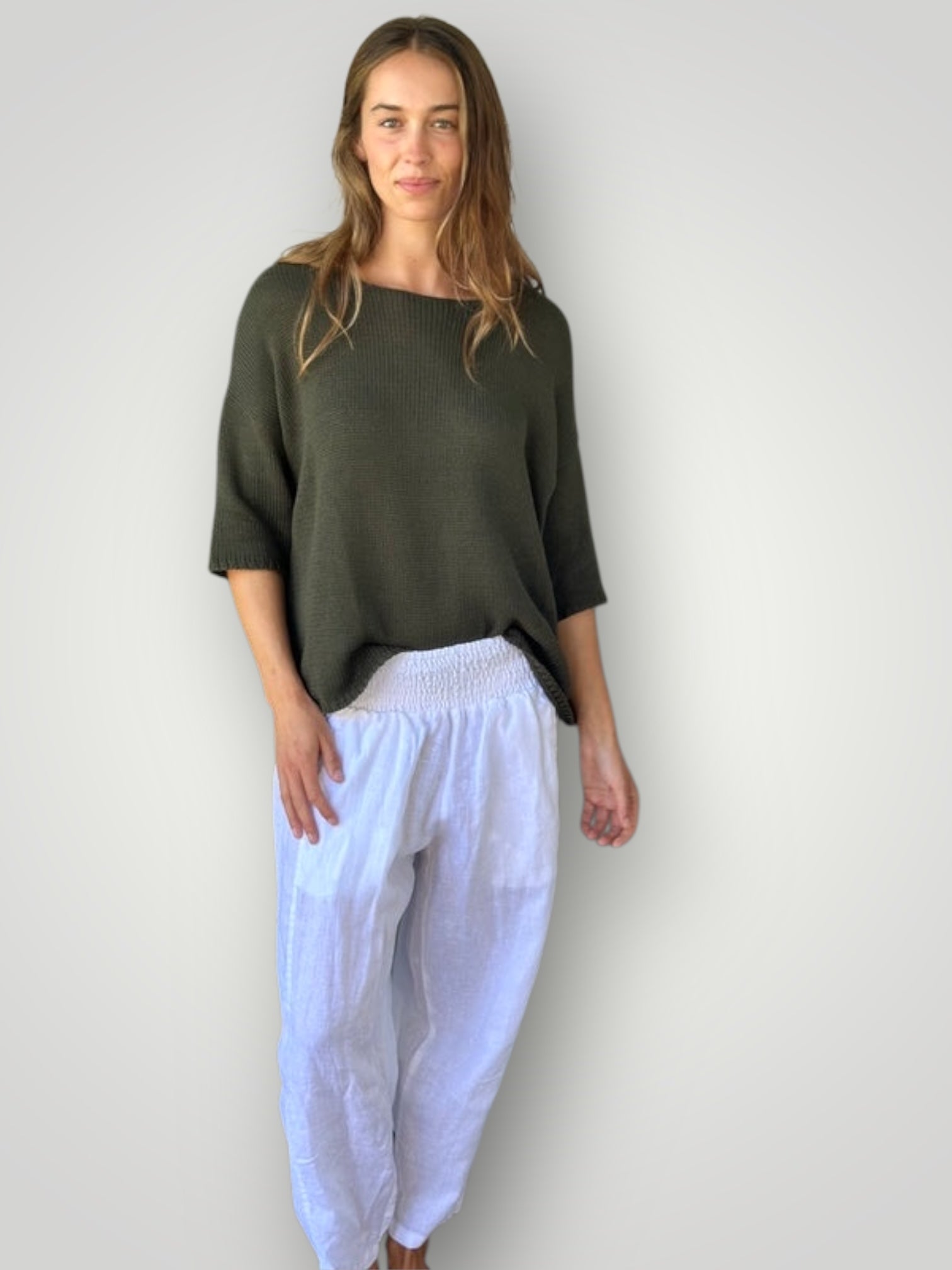 alex top - army cotton knit Apparel
