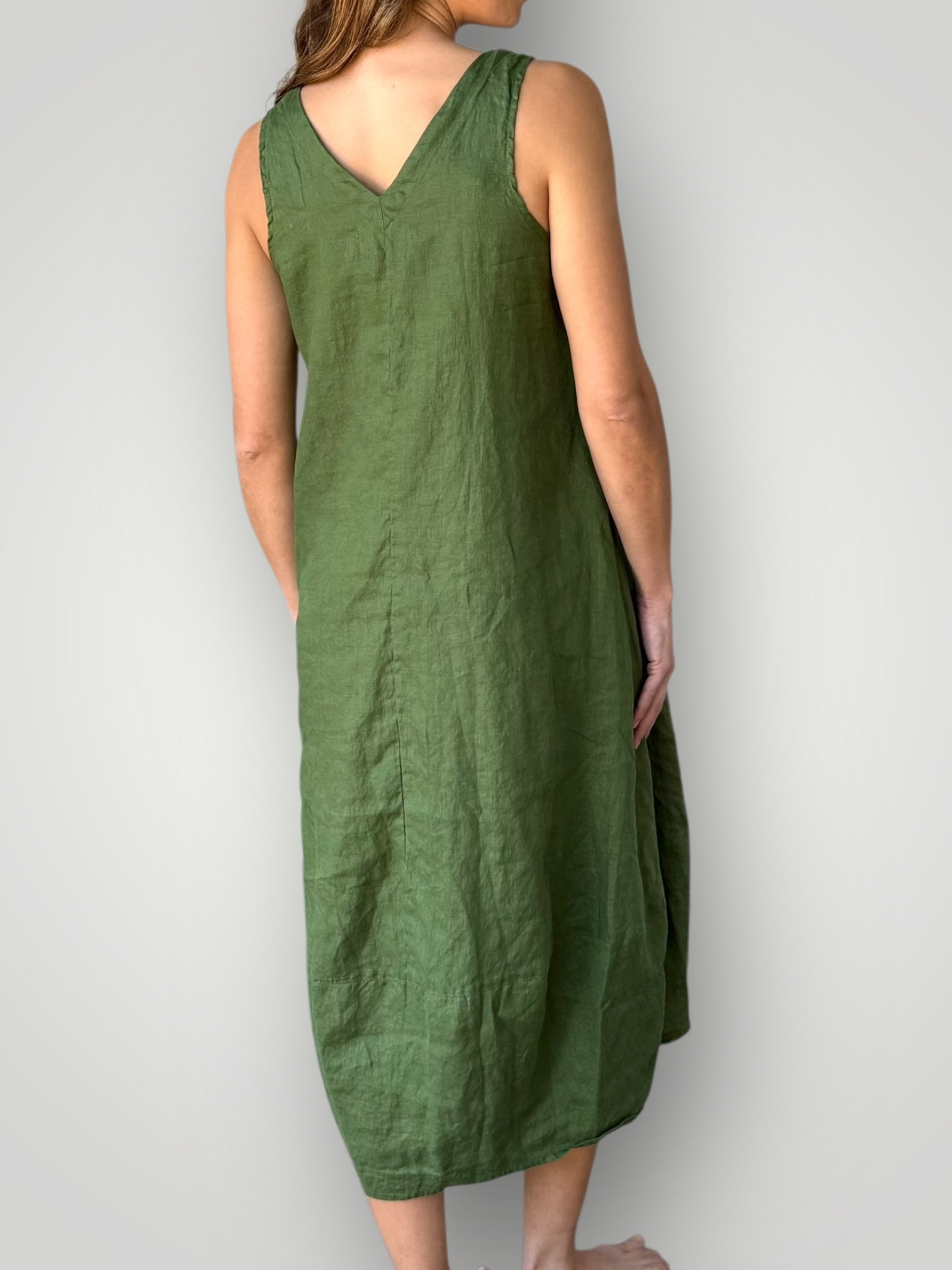 amber dress - moss linen Apparel