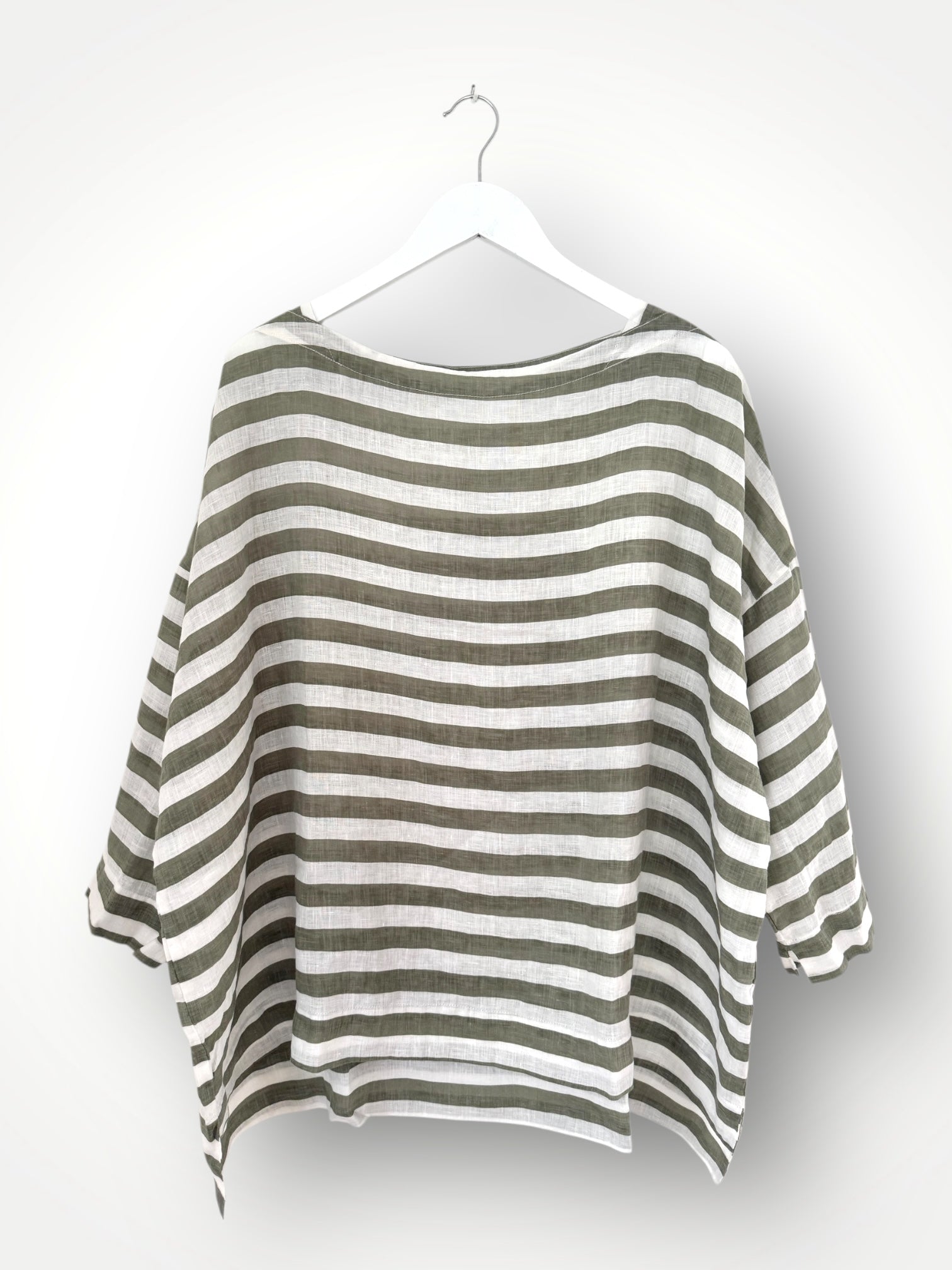 avril top - sage stripe linen Apparel