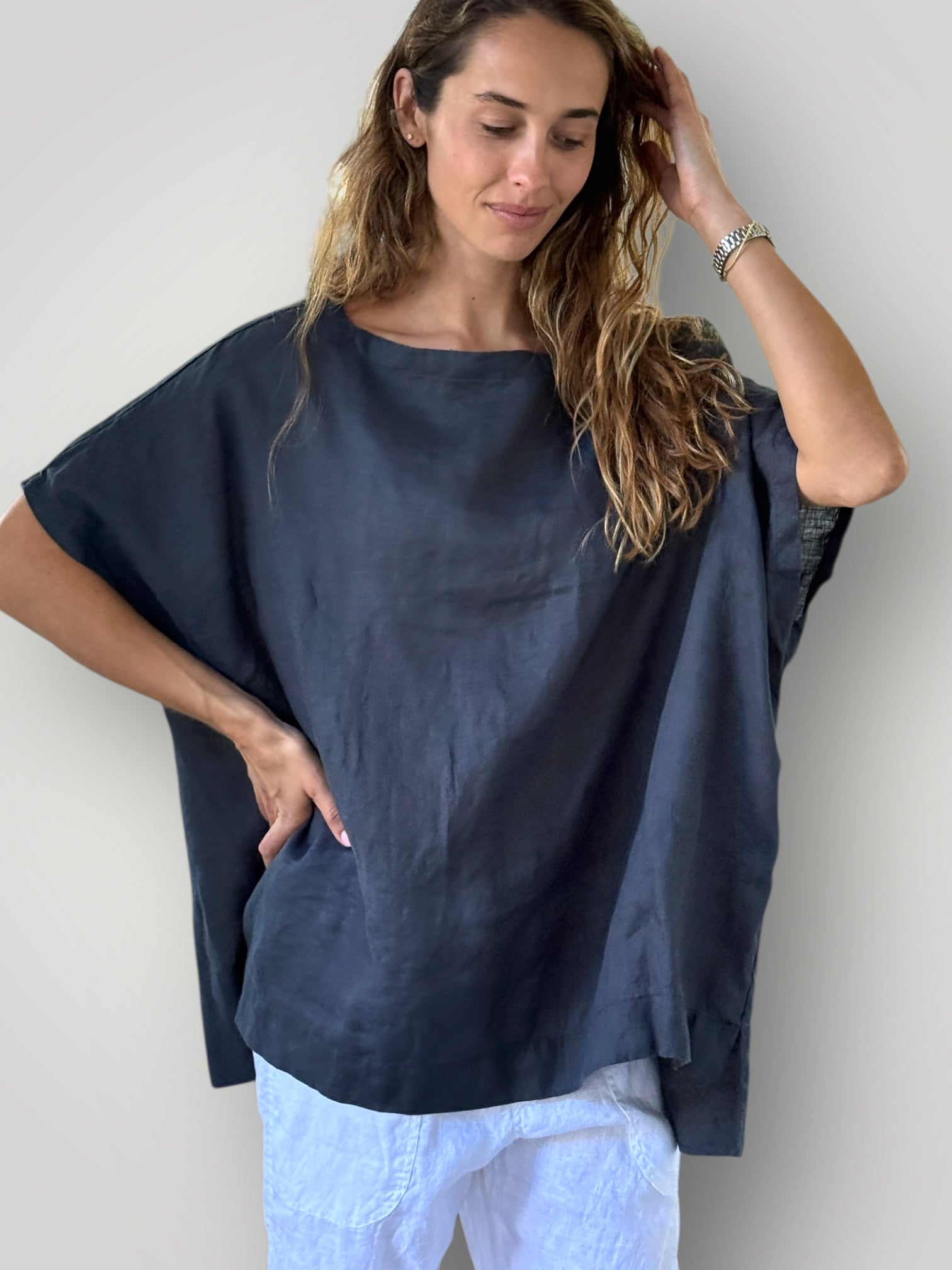 sammy top -charcoal linen Apparel