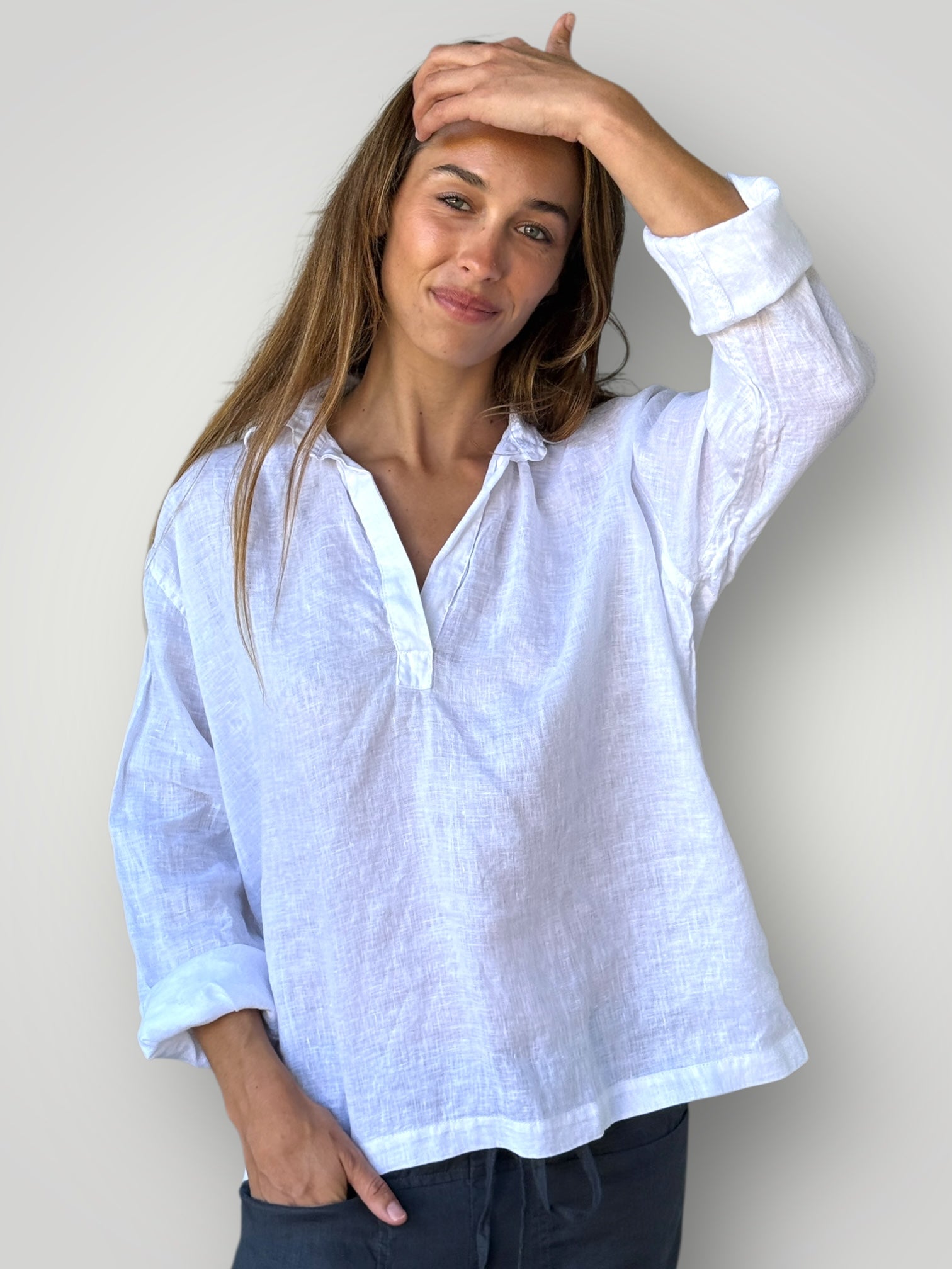 sybil top - white linen Apparel