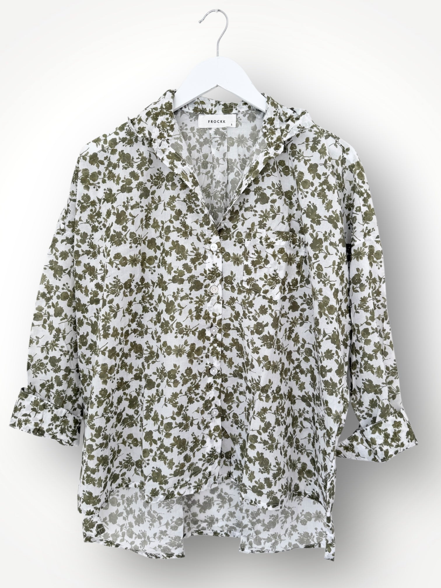rosie shirt - olive floral cotton Apparel